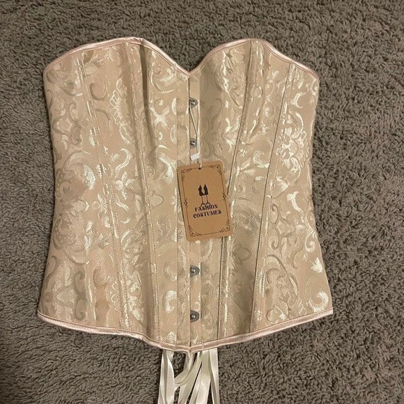 Corset Top Coquet Crème Lace Ribbon Regency Bridgerton Renaissance Y2K