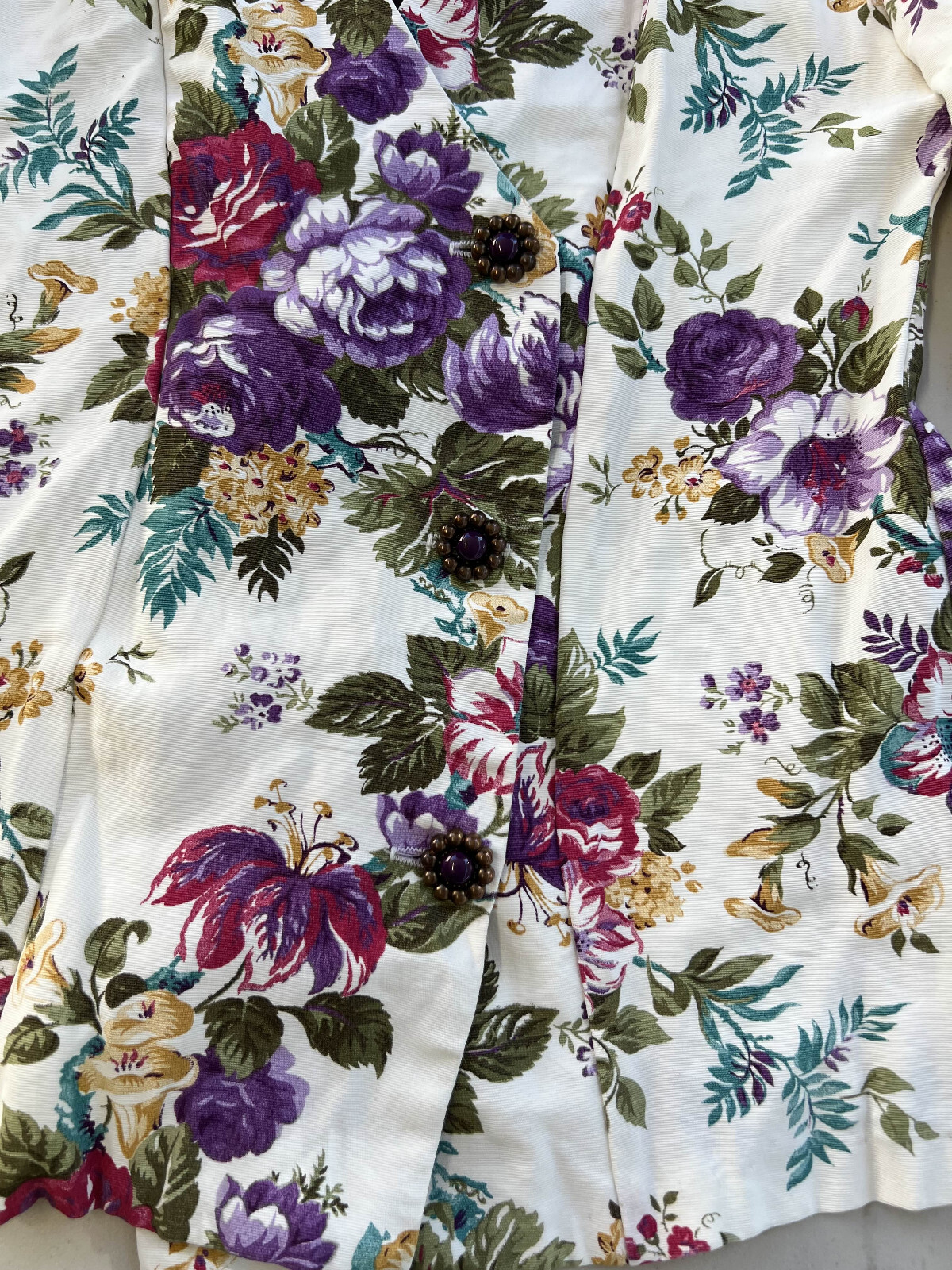 Vintage 80s Willy’s Influence Womens Floral Blouse Shoulder Pads Size 10 USA