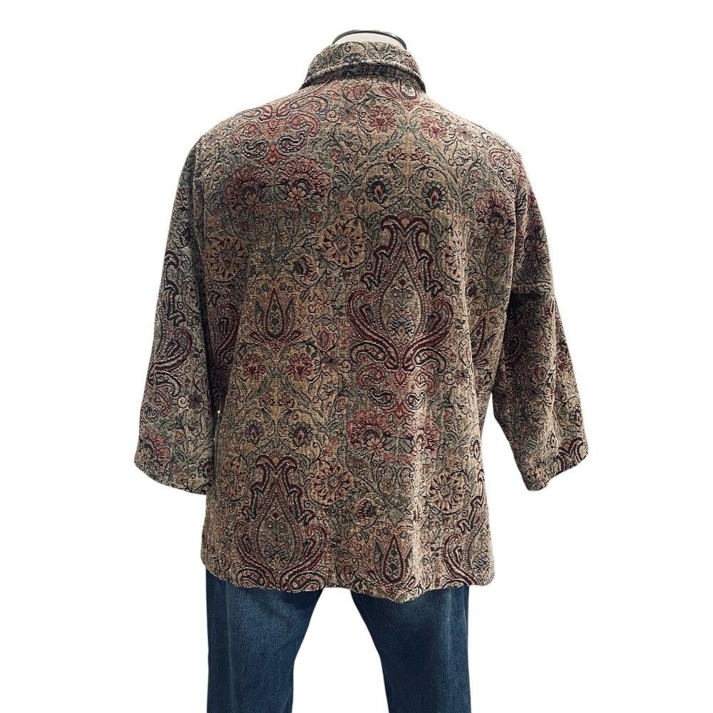 Boho Tapestry Jacket Paisley Button Front Womens Retro Cottagecore Artsy