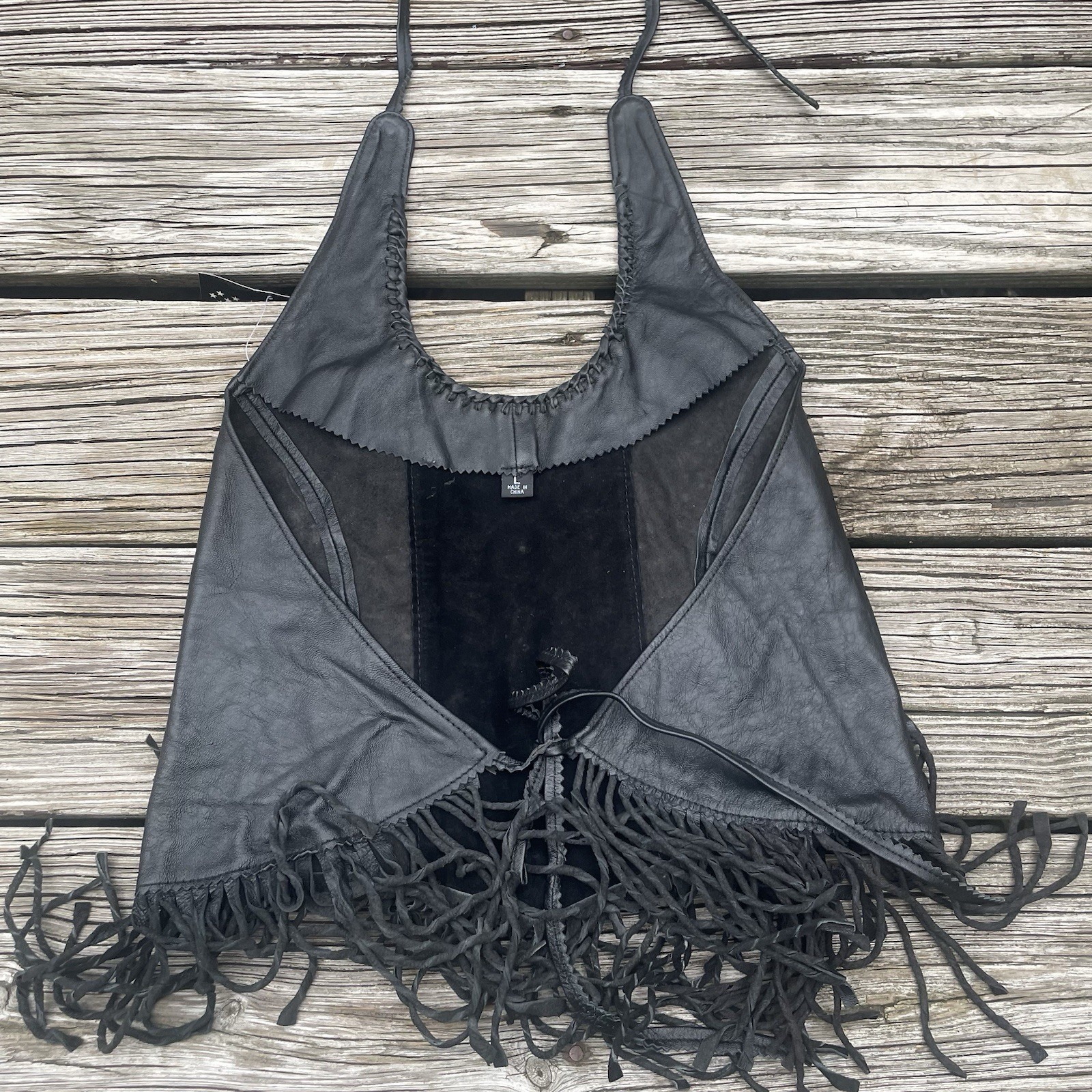 Vtg Leather Biker’s Dream Apparel Tank Top Bra Shirt Glam Rock Goth Shirt L