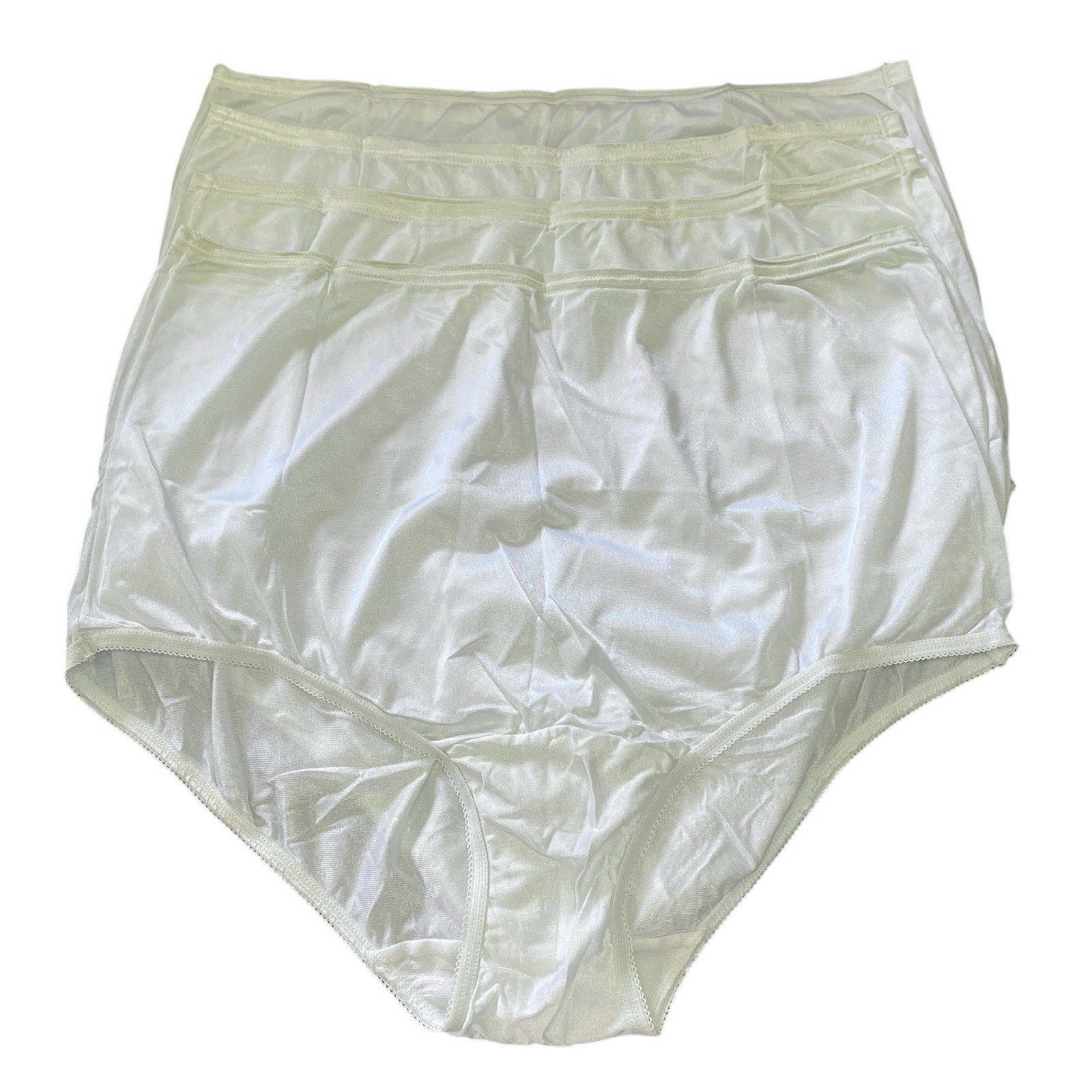 4 Vintage Vanity Fair Panties Nylon 6/42 Granny Brief Wide Gusset 15712 Ice Blue