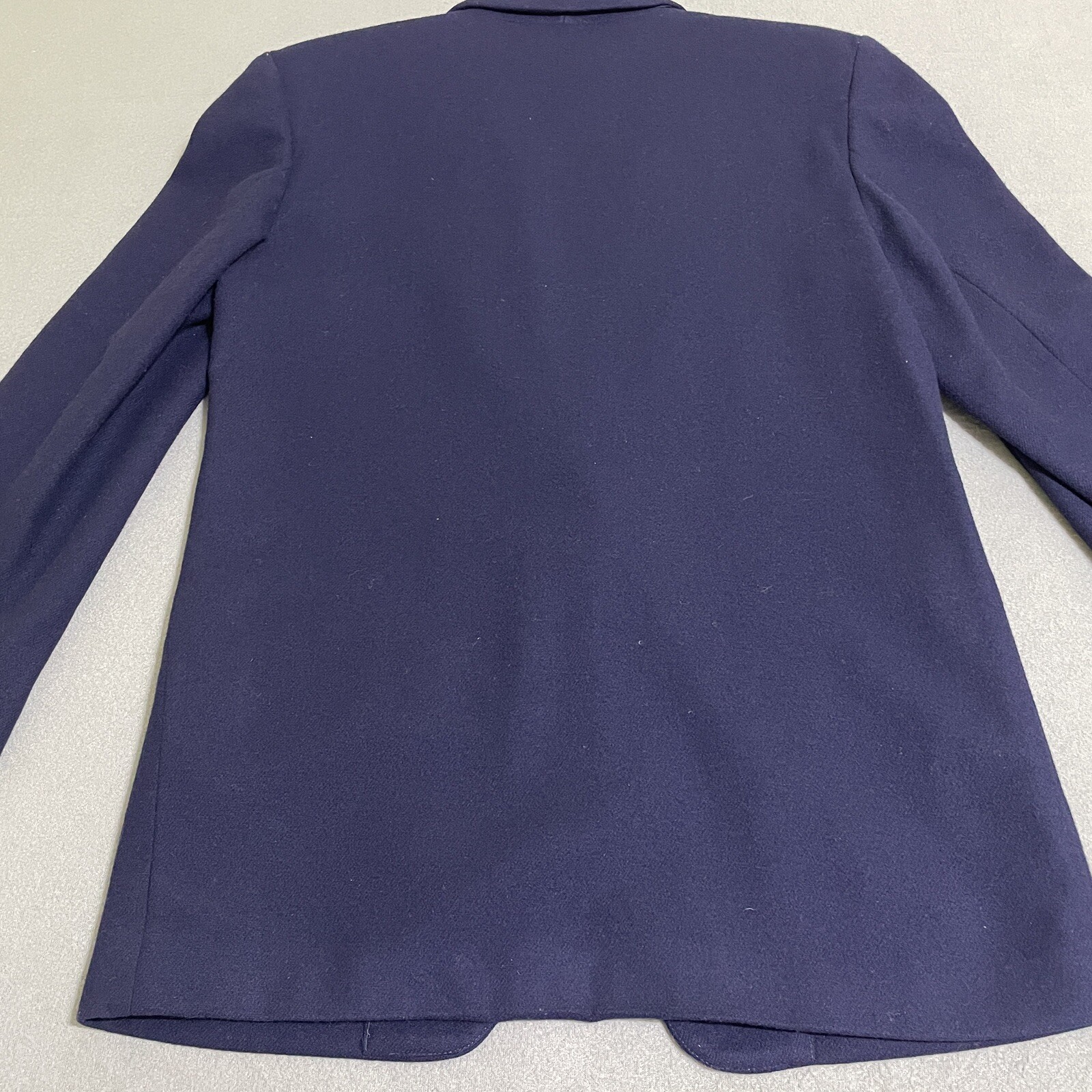 Vtg Womens WOOL BLAZER JACKET Gold Accent Buttons Preppy 90s Academic Navy Sz 8