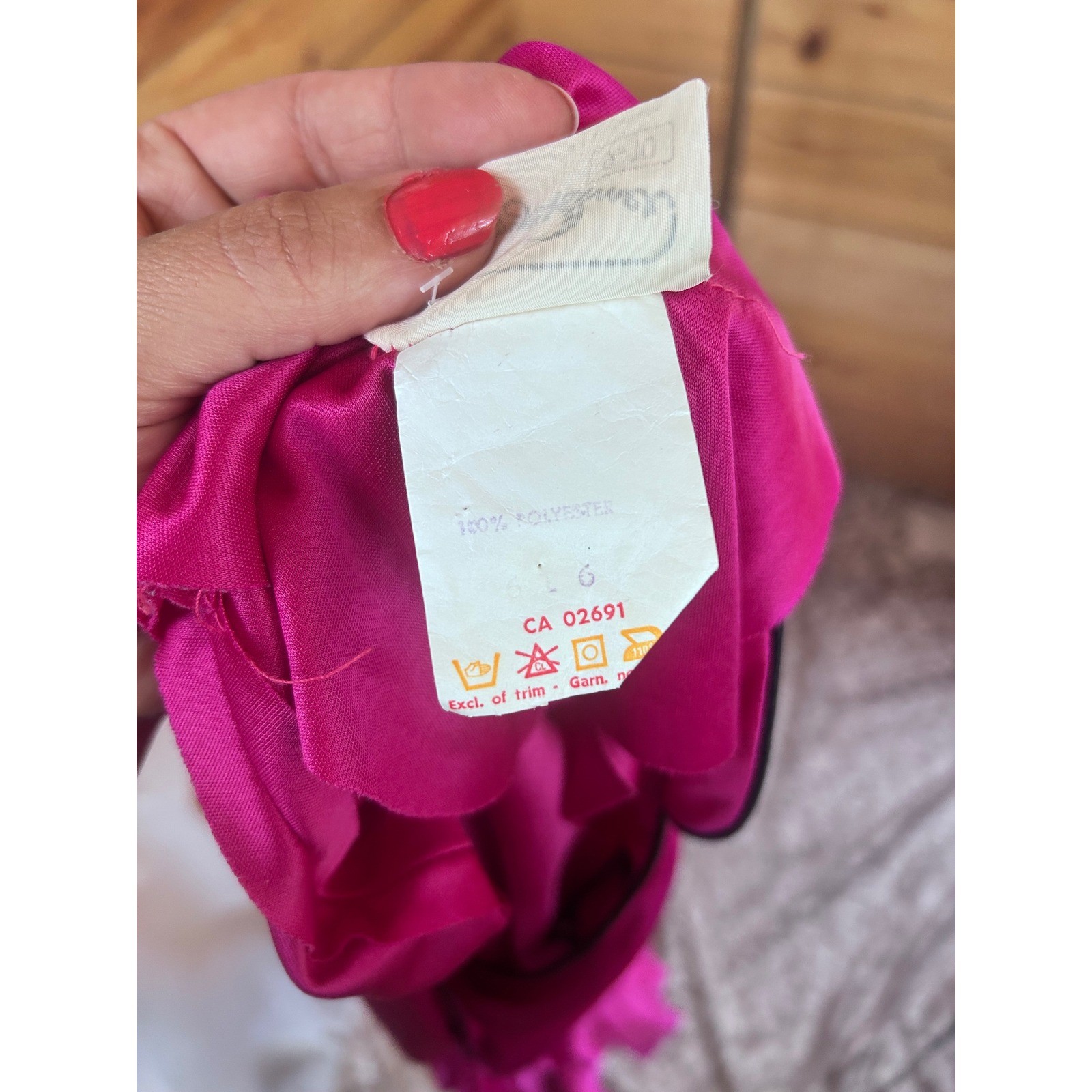 Vintage Magenta Satin Dress Medium Hot Pink Pleated Midi Joyce Palmer Asian Y2K