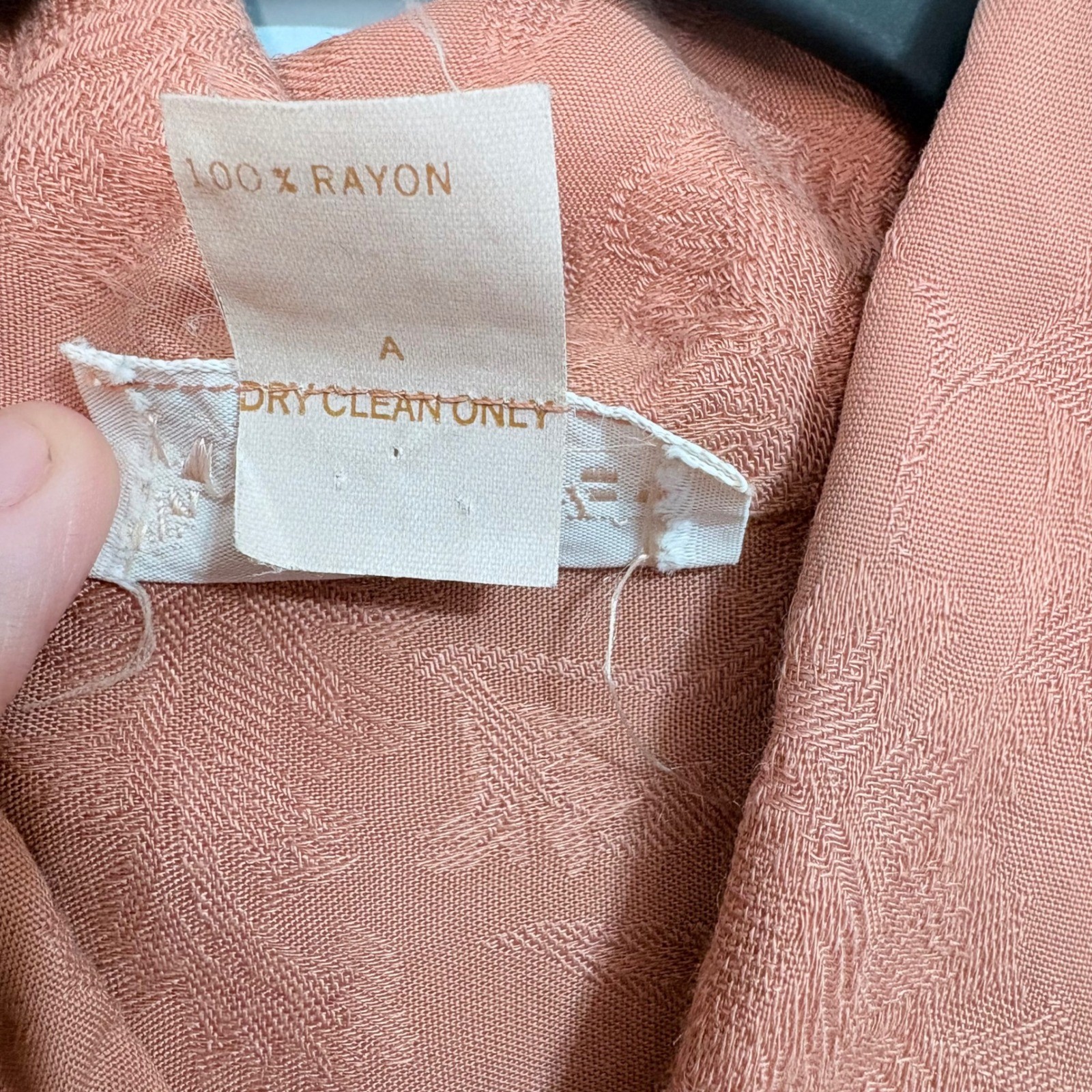 Vintage John Meyer 70s Embossed Floral Jacquard Blouse Terracotta Pink Size 14