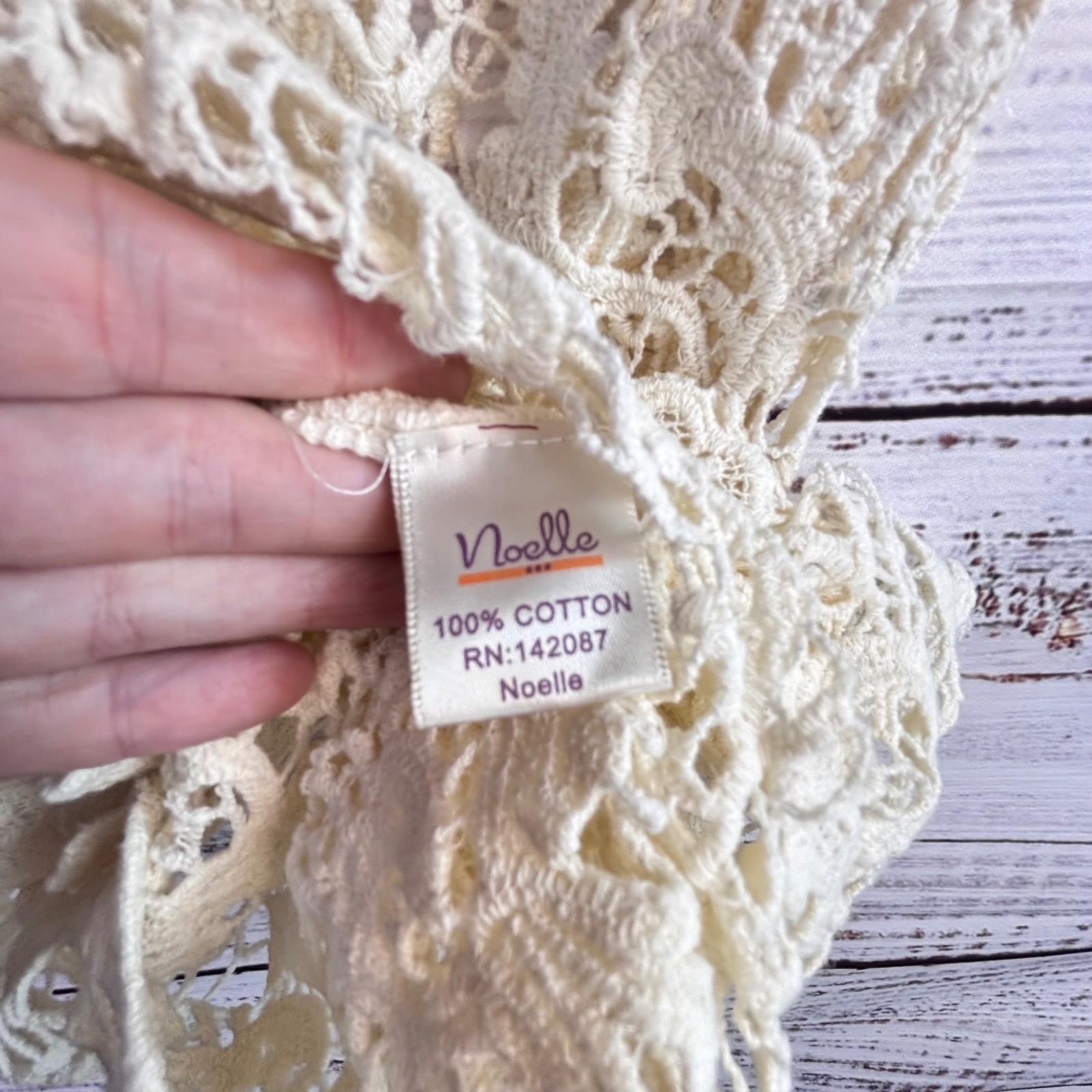 Vintage Crochet Top M Cream 100% Cotton Cottagecore Boho Romantic Shabby Chic