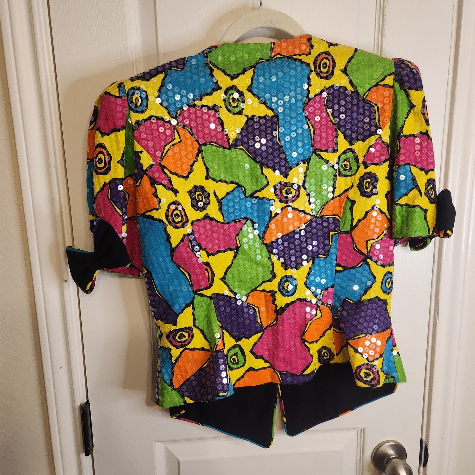 Vintage 1980s Rimini Colorful Psychedelic Sequin Blazer Jacket