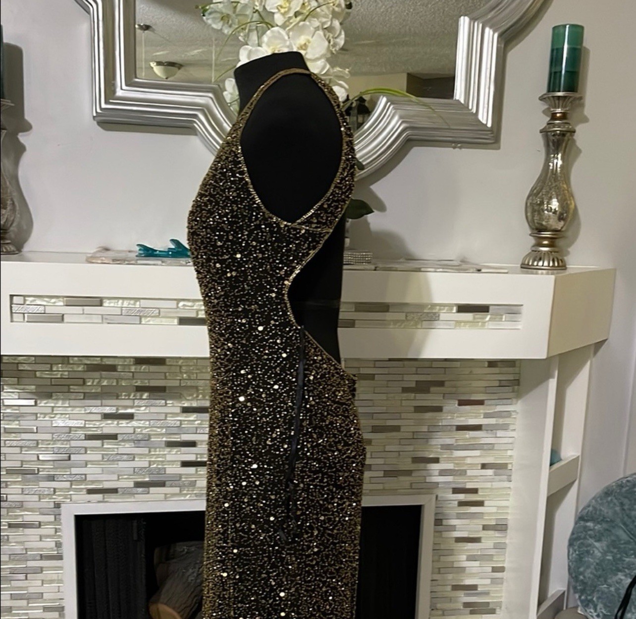 Vintage Scala Beaded 100% Silk Mobwife Dress Size xL