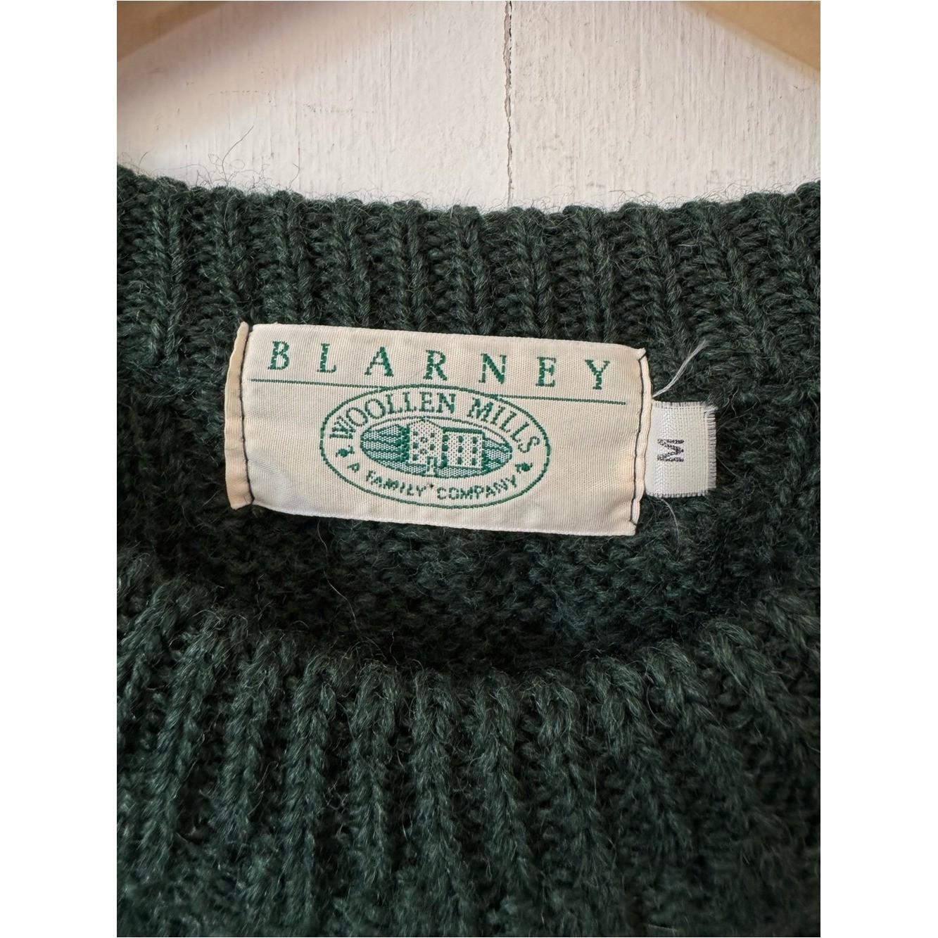 Vintage Wool Fisherman Sweater Blarney Woolen Mills Forrest Green Medium READ