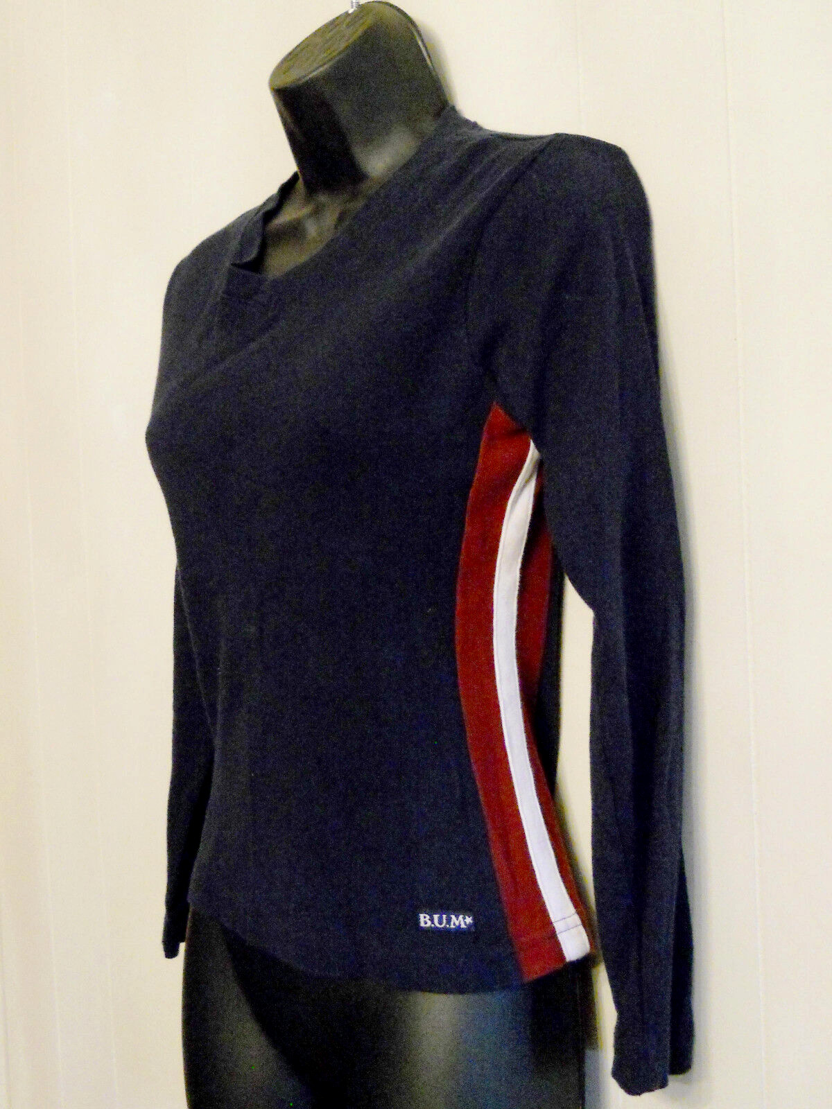 Grunge B.U.M. Equipment Shirt size Medium Knit Top with Side Stripes ✿ 90s VTG