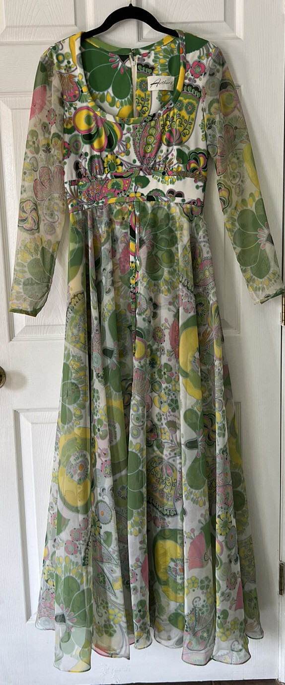 Vintage Arthur’s 60’s 70s Long Floral Dress Mod