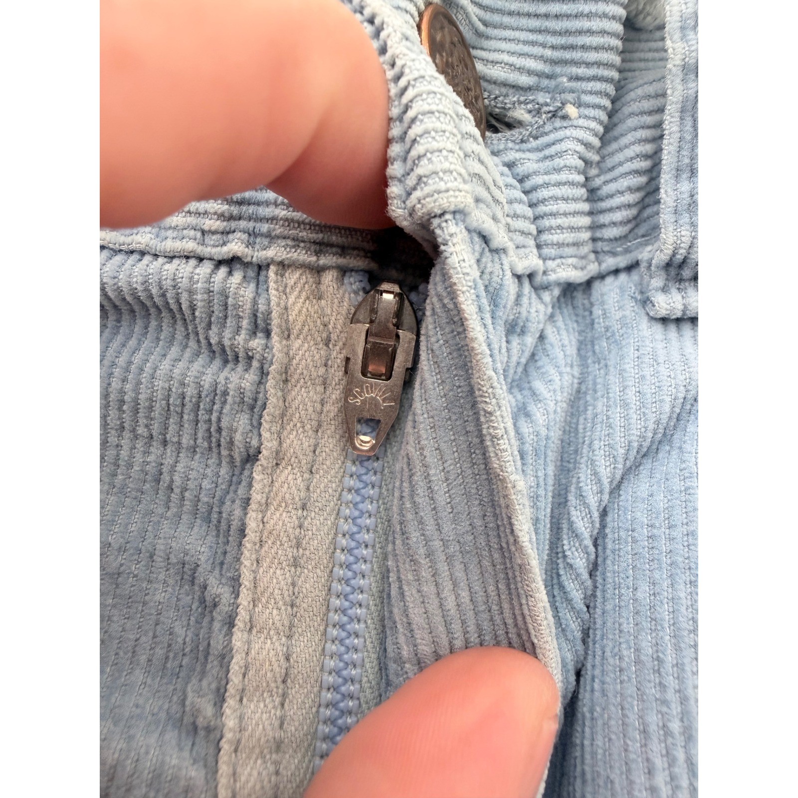 Vintage Big Yank Blue Corduroy Bell Bottom Flare Pants High Rise 26×30 Scovill