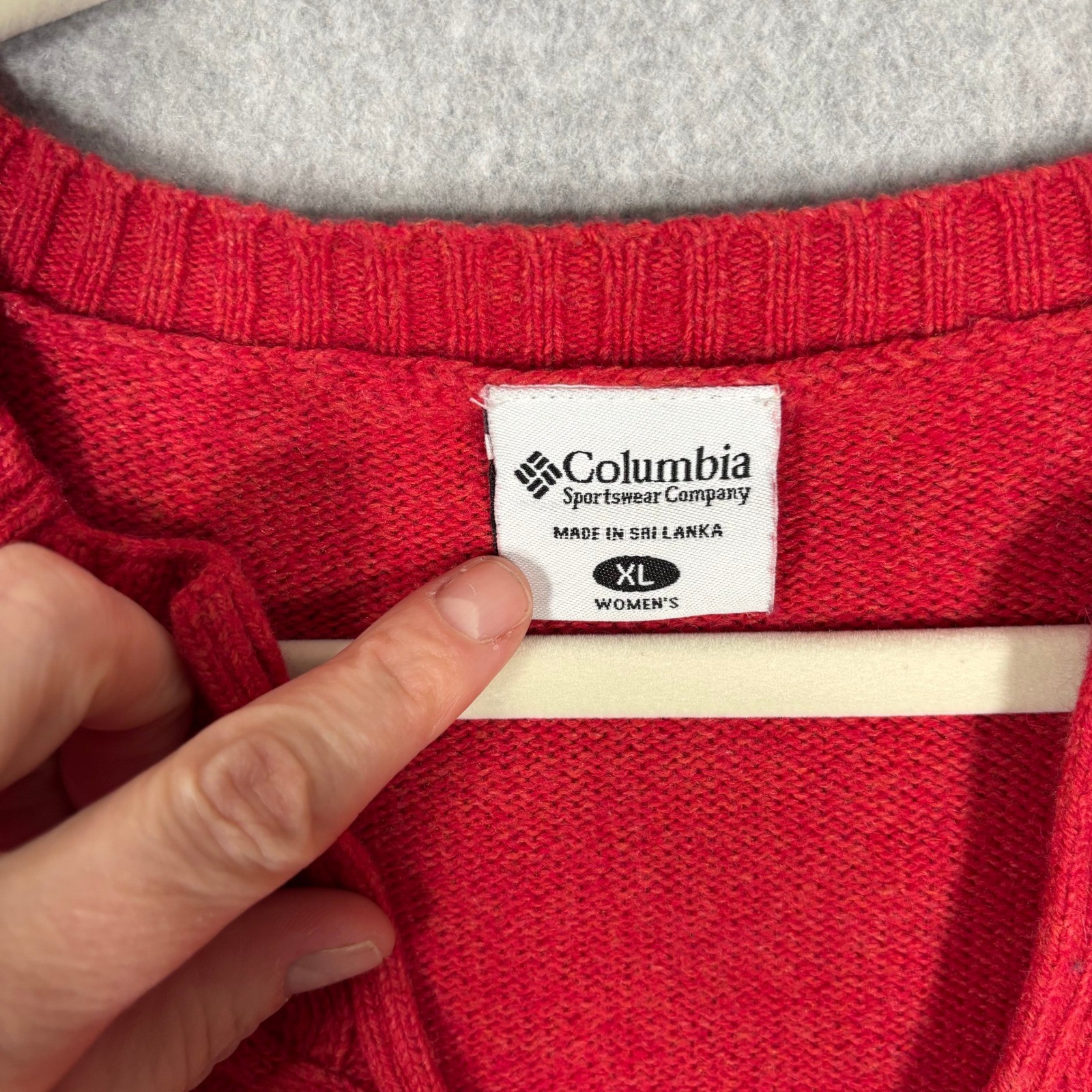 Columbia Cable Knit Sweater XL Red Wood Buttons Fisherman Heritage Country Farm