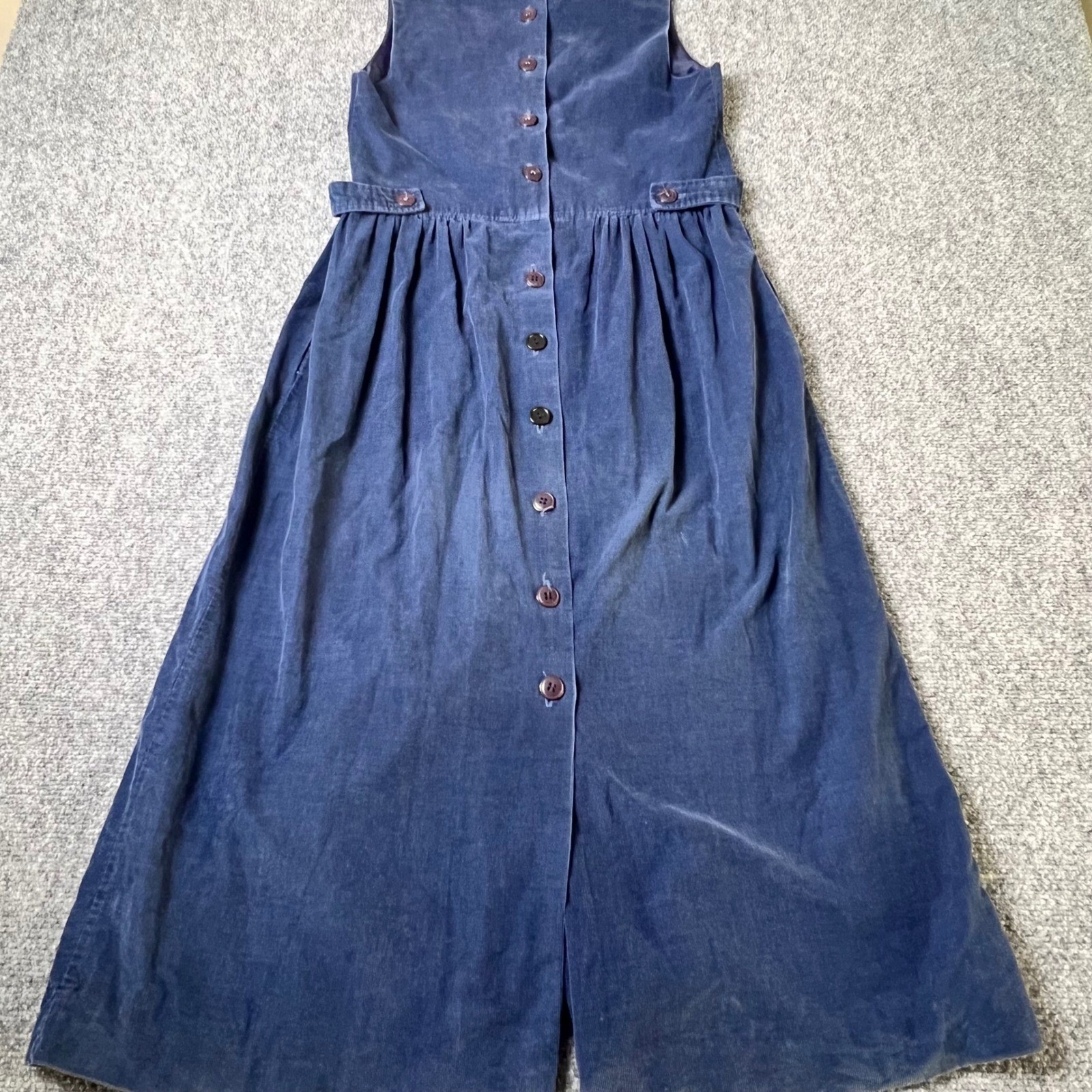 Brooks Brothers Vintage Navy Blue Corduroy Dress Button Back Made in USA 6