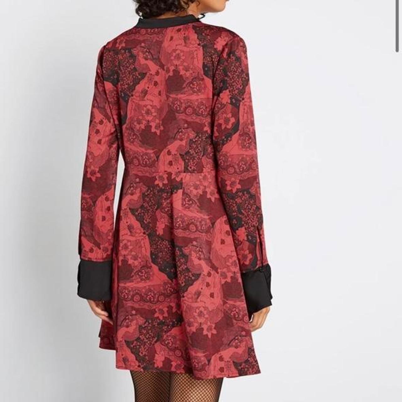 ModCloth Retro Romance Dress Size 10 Red Black Whimsical Fairy Gothic Indie