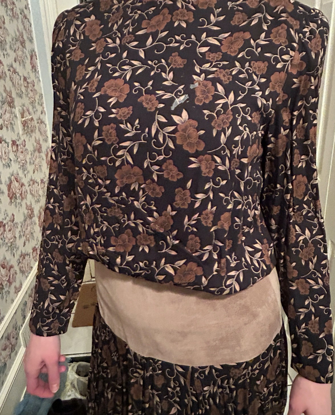 Vintage 80’s Dress „Ronnie Rosado” Genuine Suede Trim Size 10