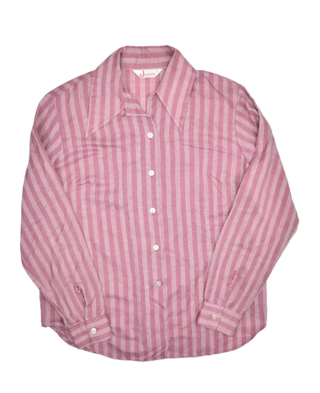 Vintage Loop Collar Shirt Womens L 36 Purple Striped Western Jeanie Blue Bell