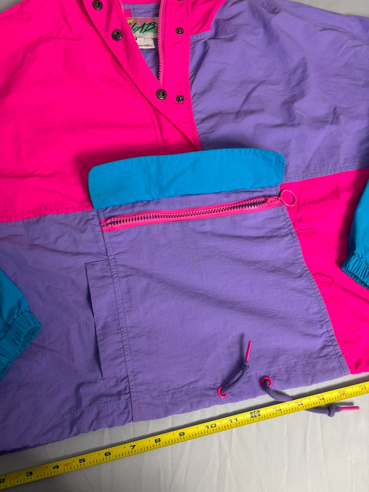 VAB Vintage Colorblock Hooded Jacket Pink Purple Blue Size M