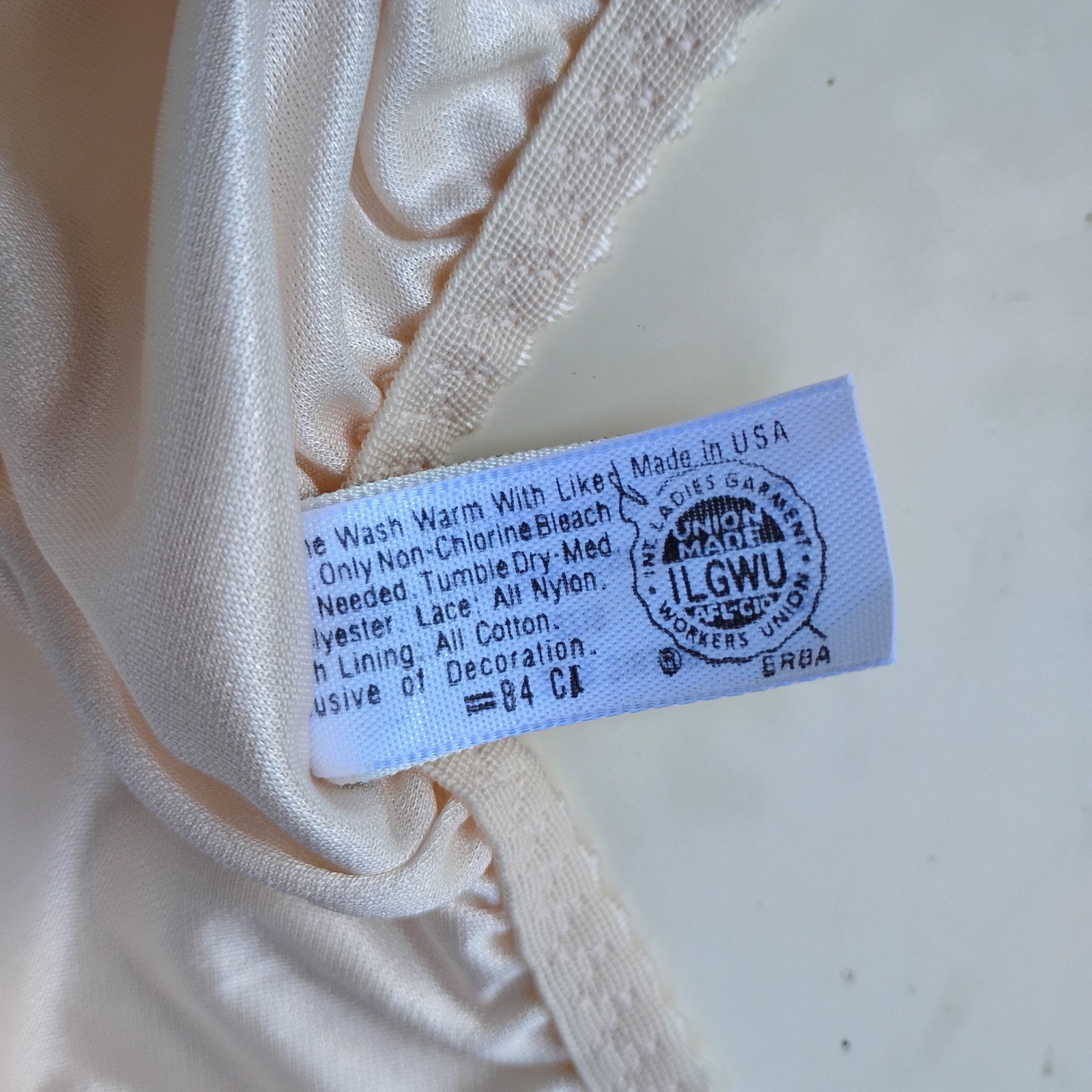 Vtg 80s ILGWU Label Sz-L Oscar de le Renta Nylon Satin & Lace Bikini Panties
