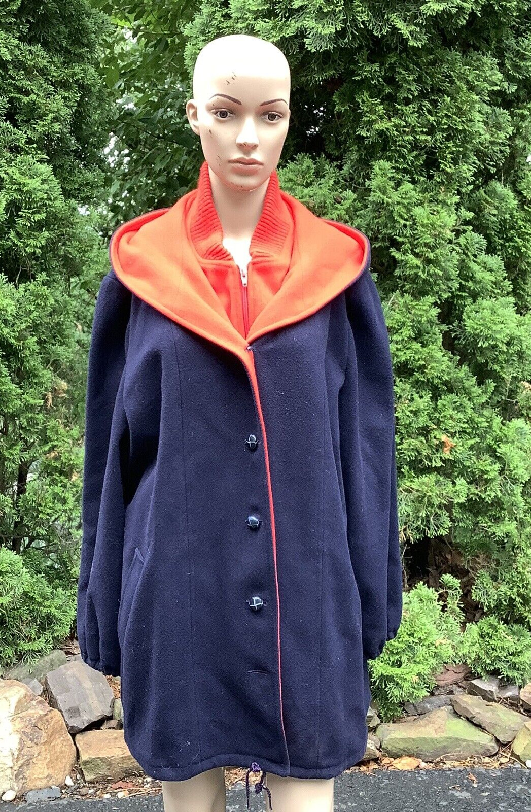 Vtg! AUTHENTIC MACINTOSH WAISTCOAT #9185 Red/Navy WOOL Zip COAT Women 20 1/2-USA
