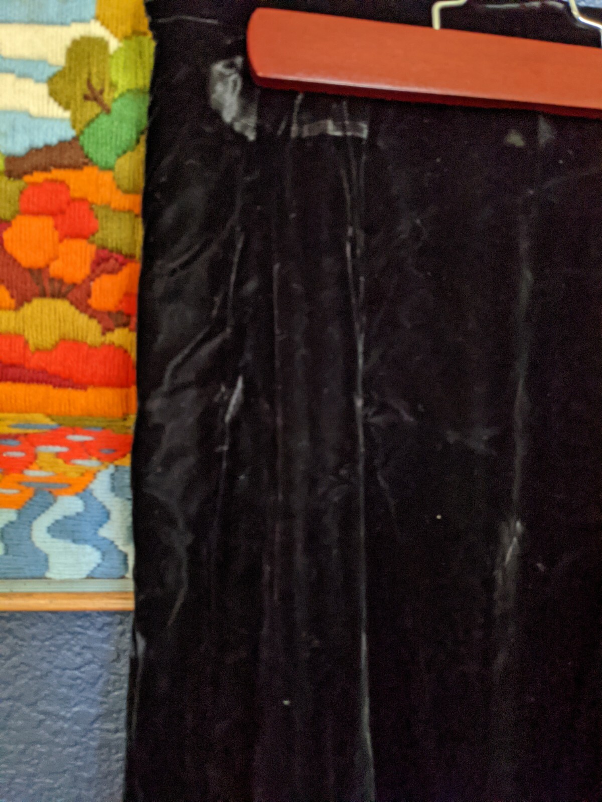 VTG Malbe 1970s Black Velvet Maxi Long Skirt Sz Small S