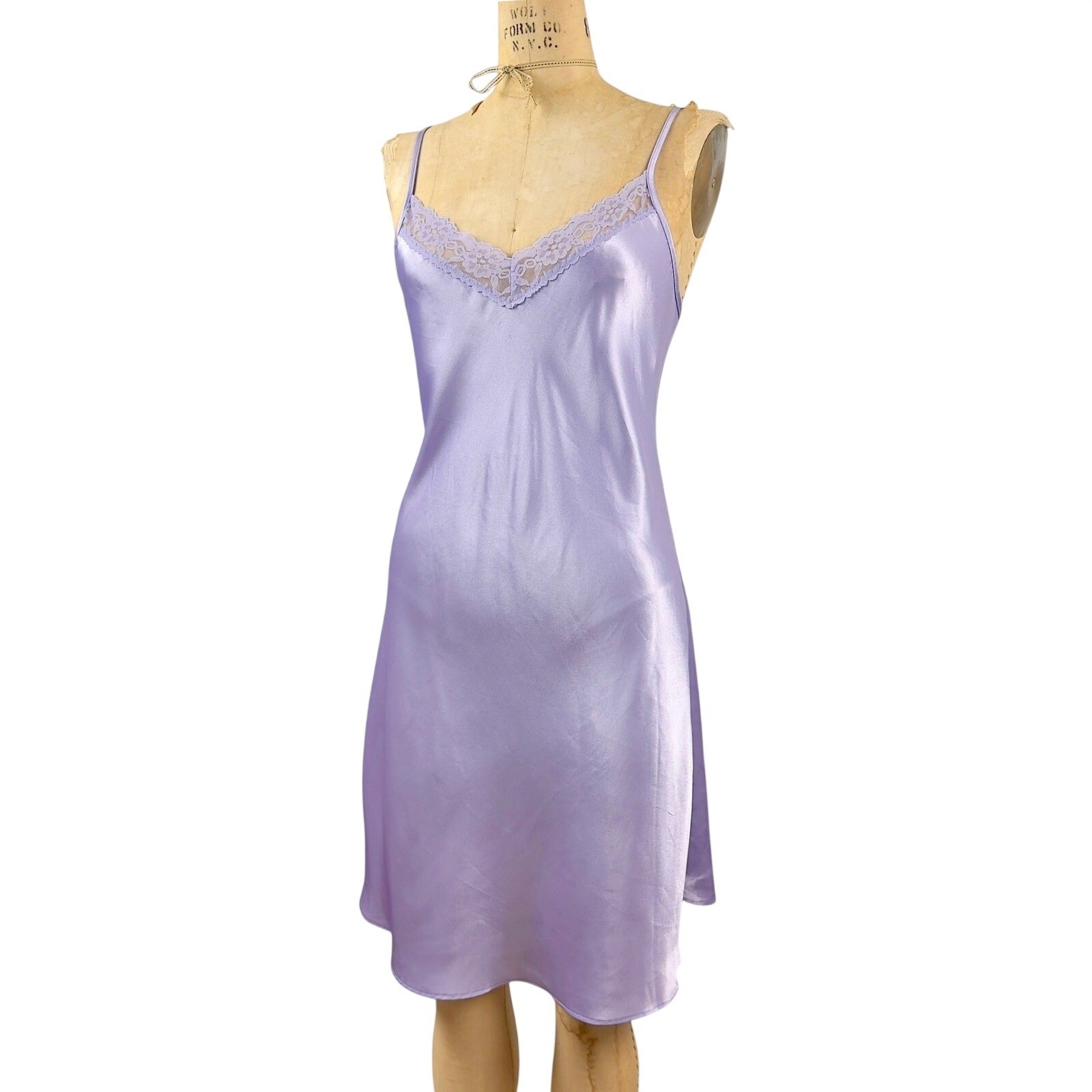 90s Gilligan O’Malley Satin Slip Dress Coquette Angelic Lavender Midi Vintage