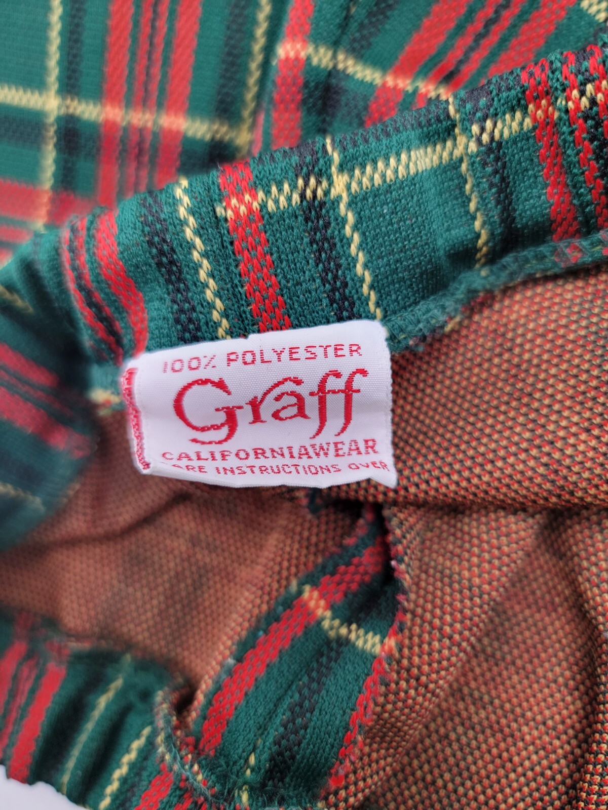 Vintage 1970’s Graff Californiawear Red Plaid Elastic Waist Bell Bottom Pants M