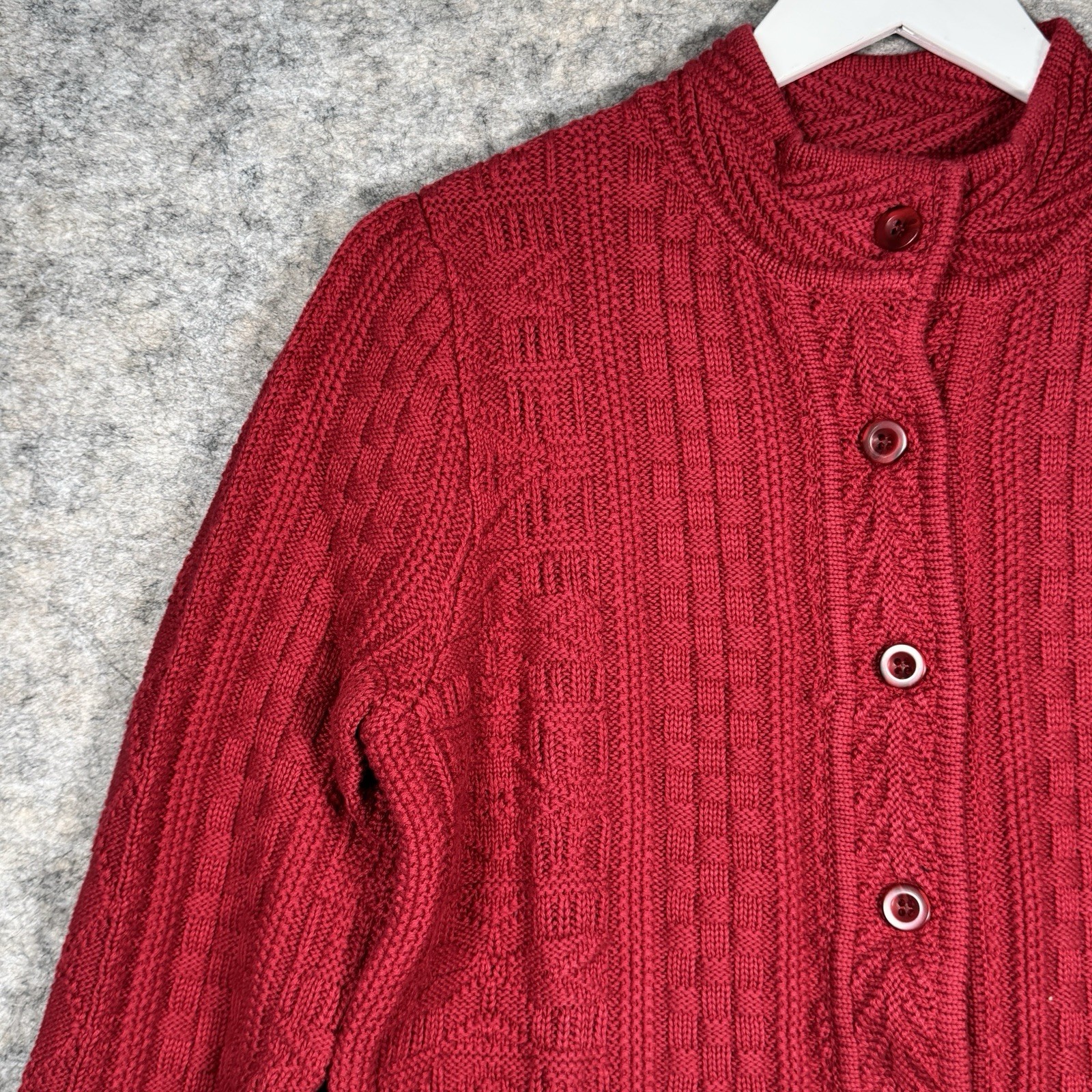 Vintage Womens LL Bean Red Button Up Cardigan Sweater Size M 19×24 100% Cotton