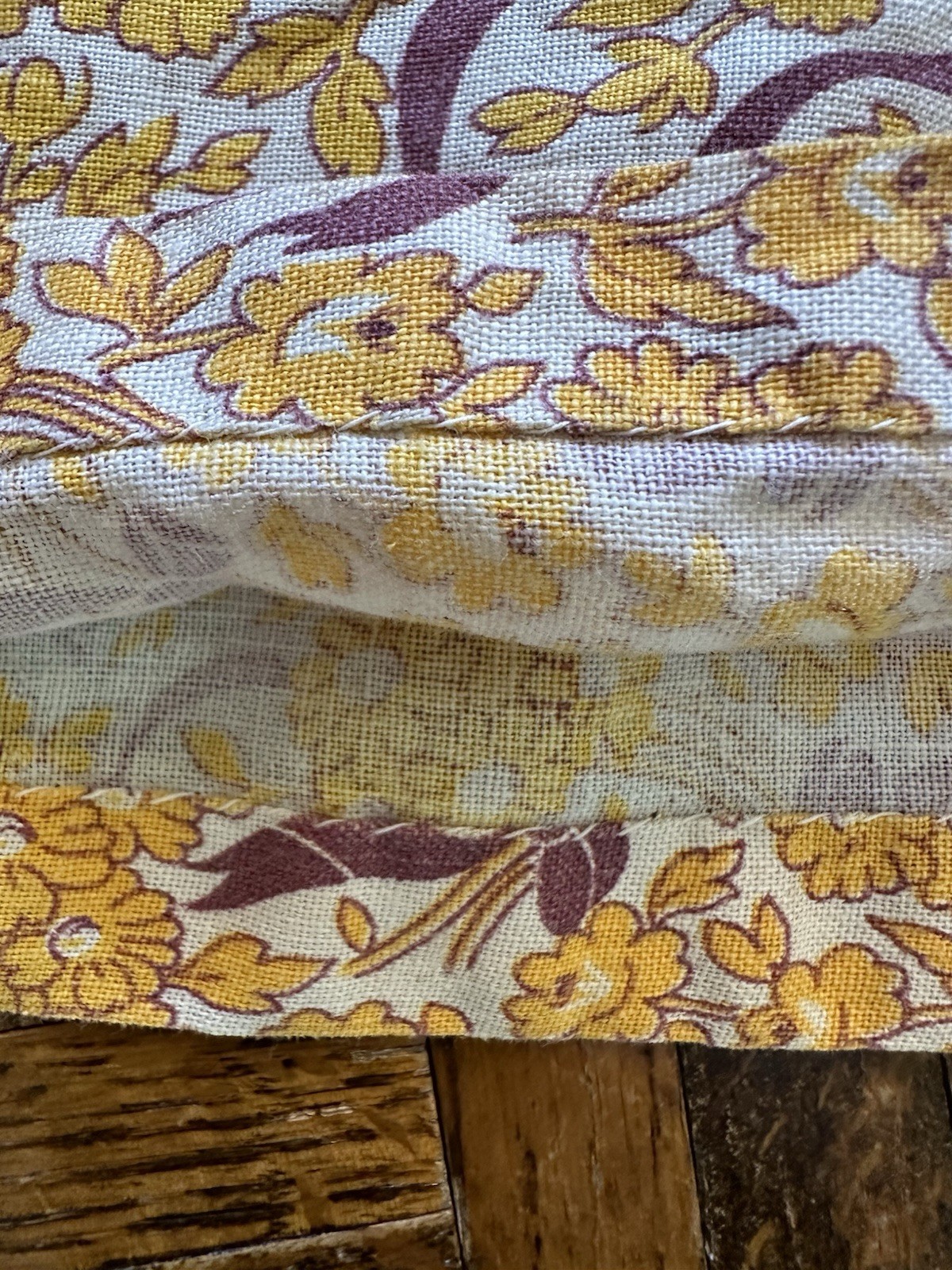 1930s 40s Feed Sack Skirt 28” Waist Yellow Floral Bows Fabric Cotton Prairie VTG