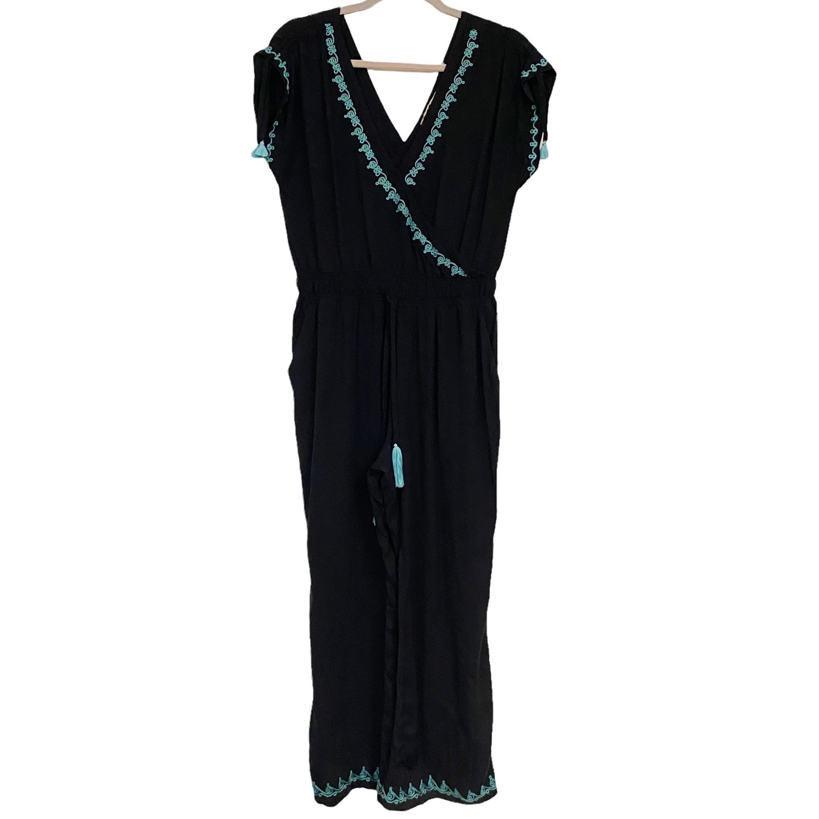 Soft Surroundings Womens Size PS Embroidered Tassel Jumpsuit