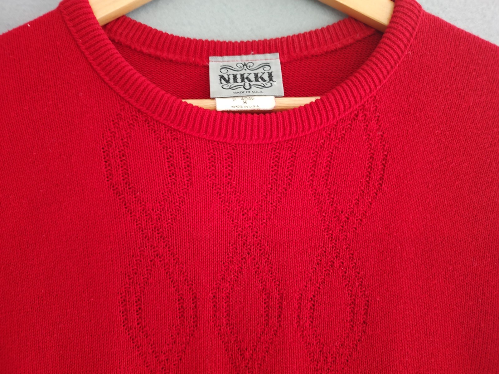 VTG Nikki Short Sleeve Sweater Red W Sz M Made In USA Valentine’s Day Preppy