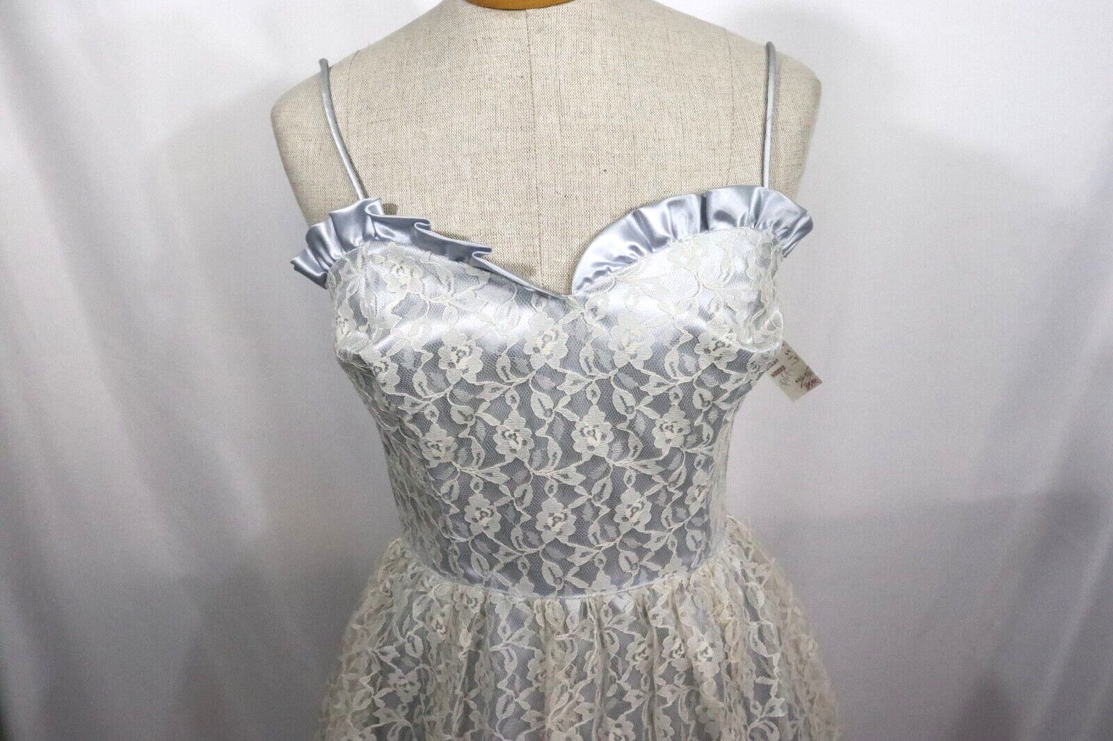 Vintage 80s Jay Jacobs Lace Prom Dress NWT Deadstock Size 9/10 Spaghetti Strap