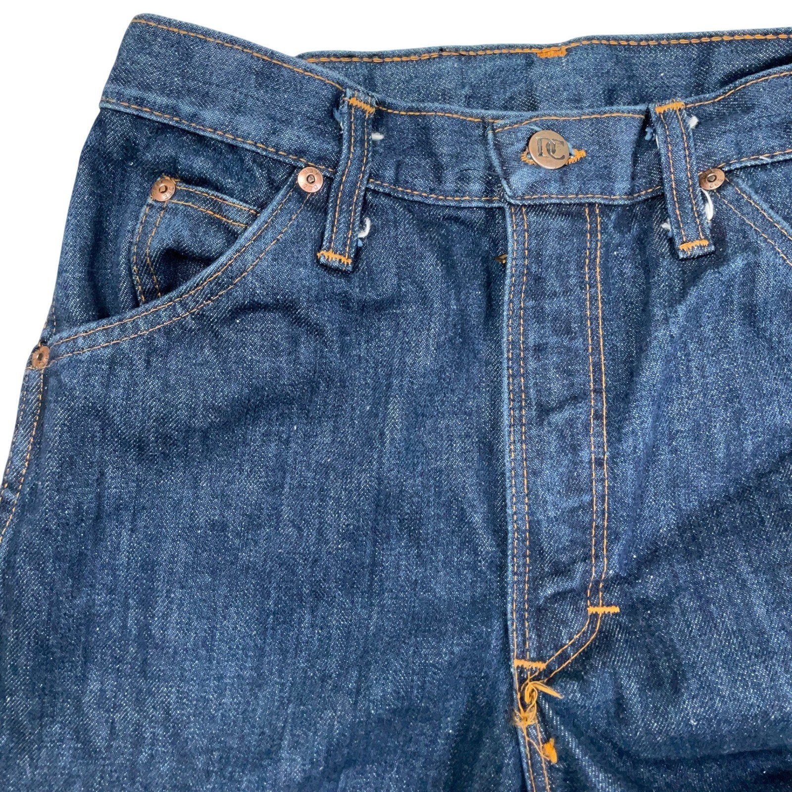 Vintage Dee Cee Jeans Womens 26W 34L Blue High Rise Embroidered Straight Leg