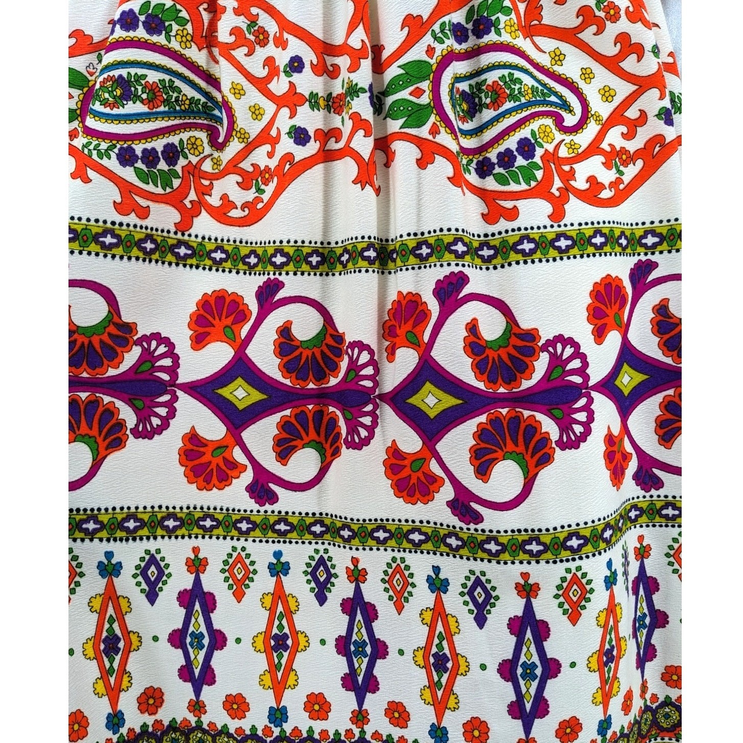 Vintage 1970’s ALEX COLMAN Hawaiian MAXI SKIRT Neon Bright Psychedelic Groovy