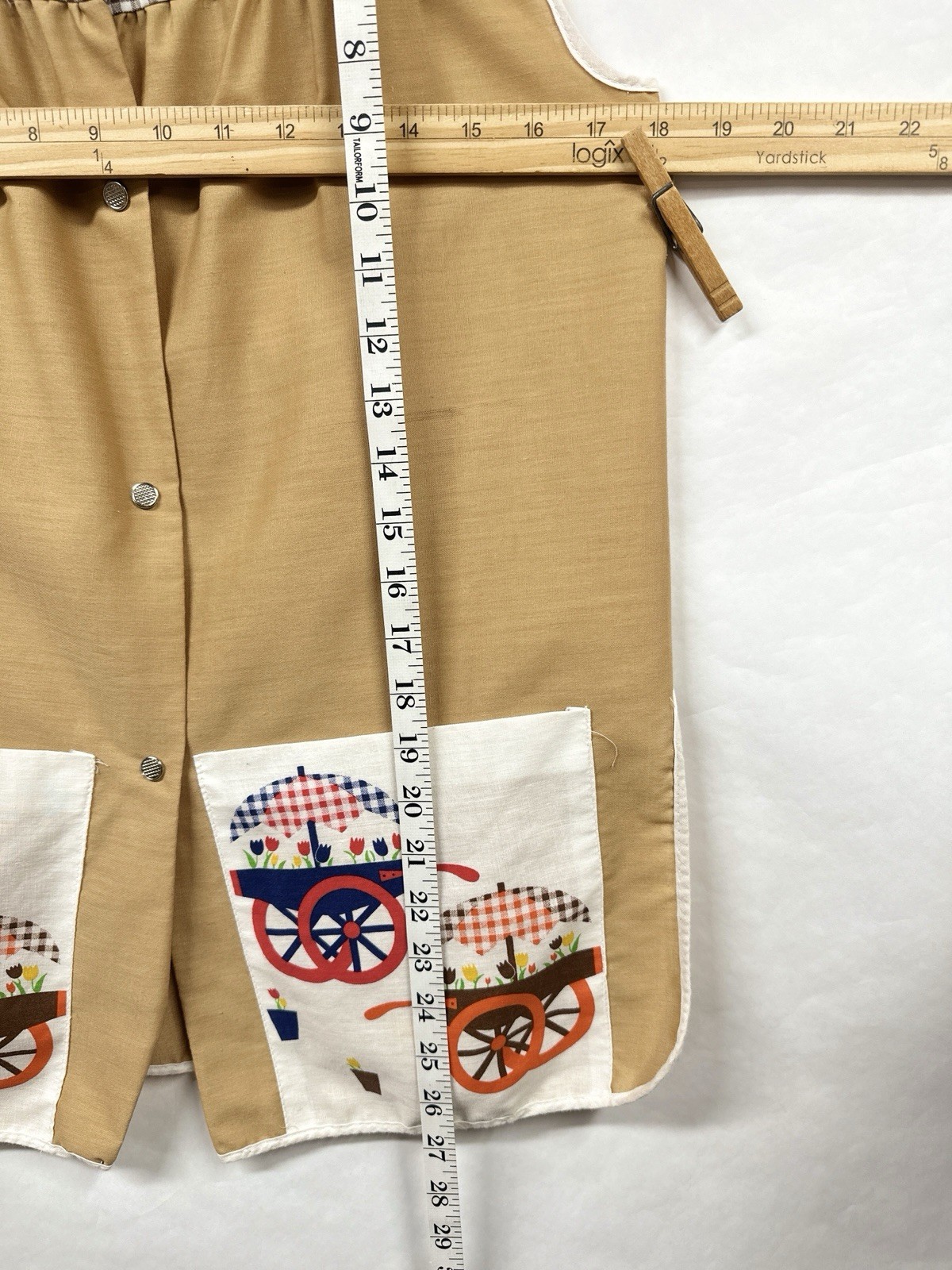 Vintage 70s Tunic Smock Gingham Wagon Artistic Creation Snap Front Small