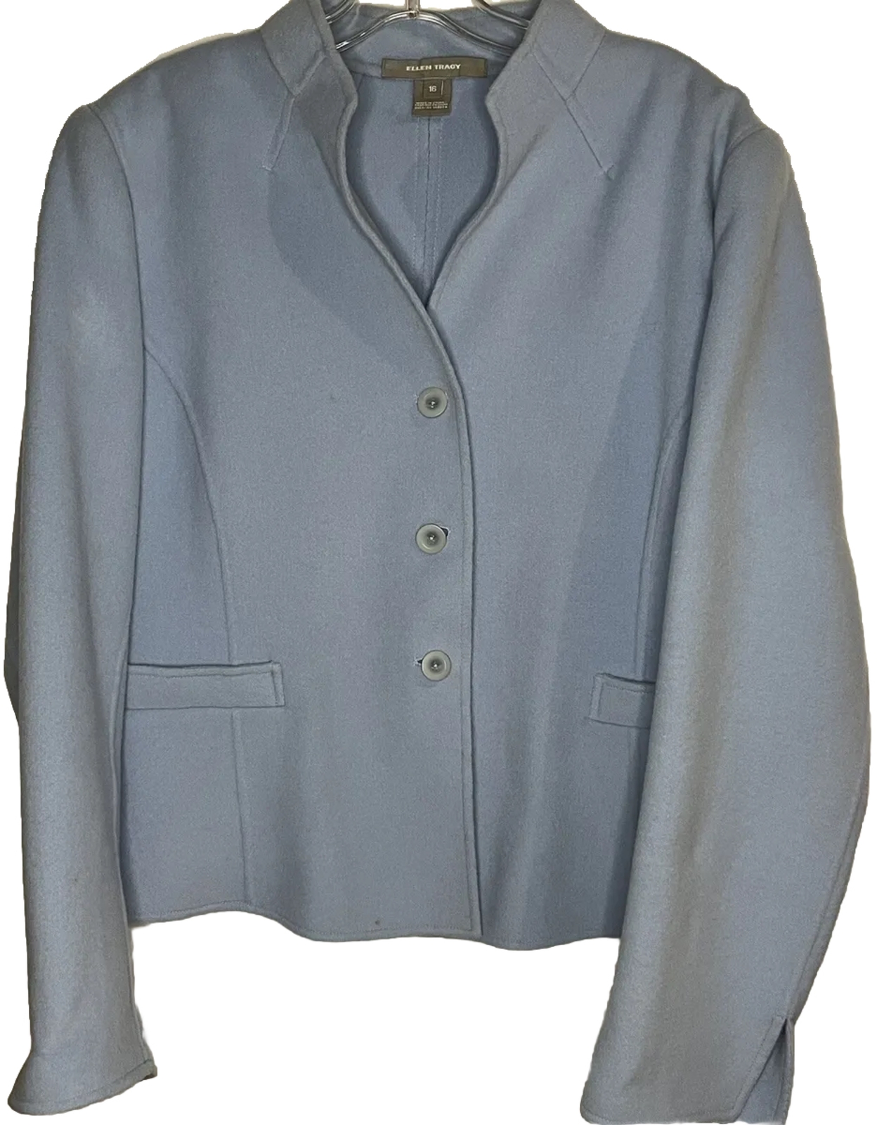 Ellen Tracy Women’s Blue blazer jacket – 100% Wool – SZ 16 Luncheon Country Club
