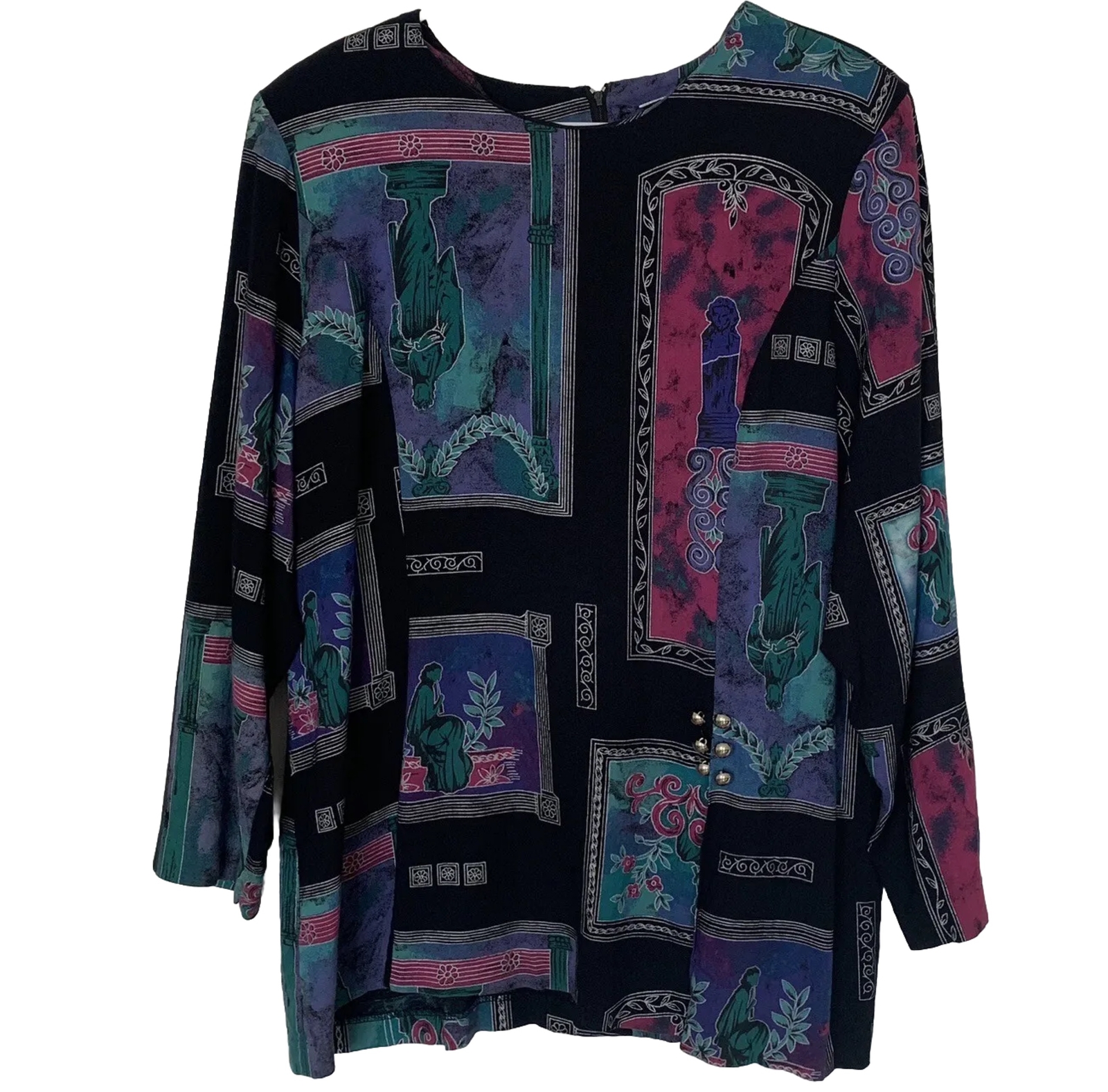 CB New York Women Size 20 Multicolor Blouse Top Long Sleeve Vintage USA