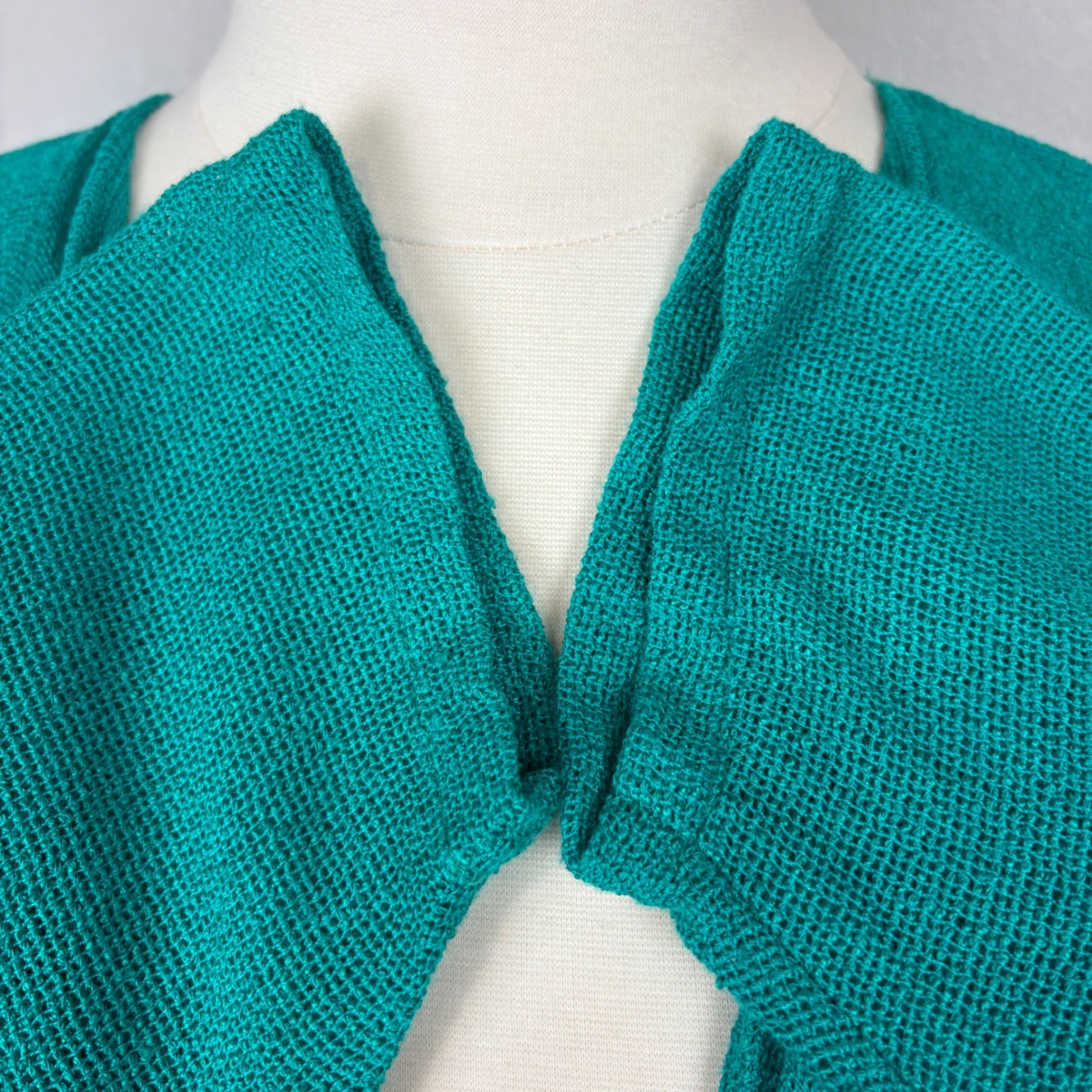 Spencer Alexis Vintage Kimono Inspired Topper Duster Teal Size 16 Dramatic 80s