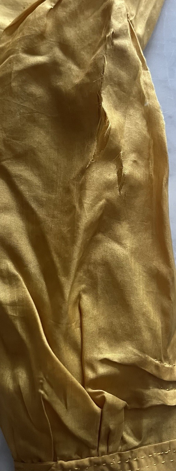 Antique Victorian Golden Yellow Silk Doll Blouse Mother of Pearl Buttons Unique