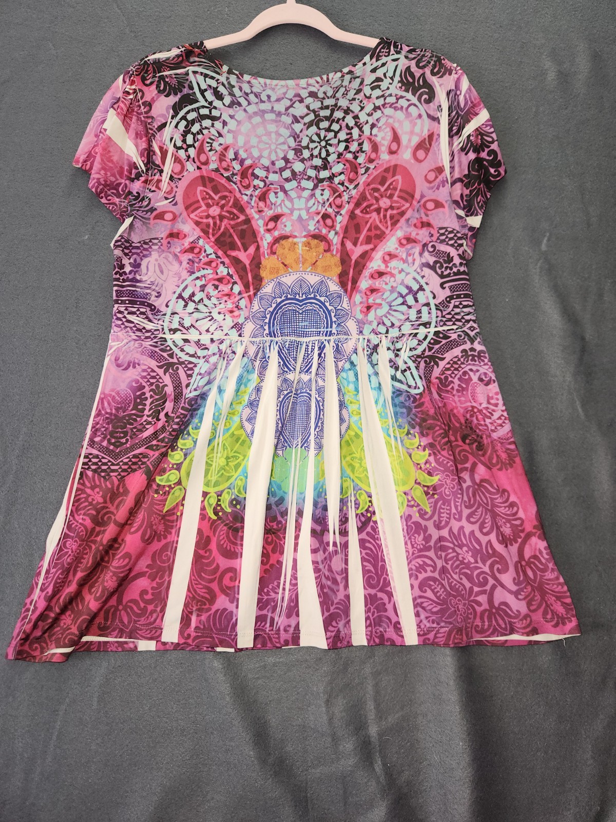 Y2K Vintage Silky Tank Top Mixed Media Floral Animal Boho Fairy Grunge Plus 1X