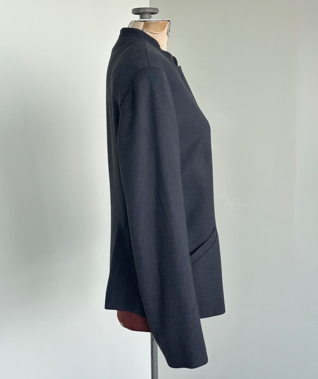 Giorgio Armani Womens Bomber Jacket Size Medium Mandarin Collar Wool 90s Jacket