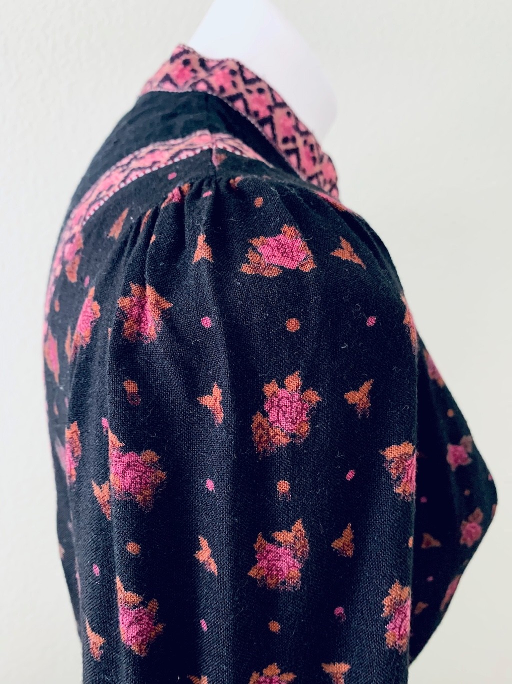 Ritu Kumar Judith Ann Vintage 1970s Boho Indian Block print prairie dress S/M
