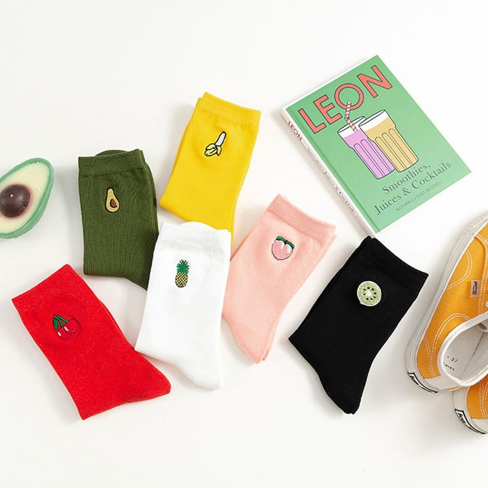 MeiLiZuRL Fruit Socks Cute Cherry Avocado Pineapple One Size, Multi