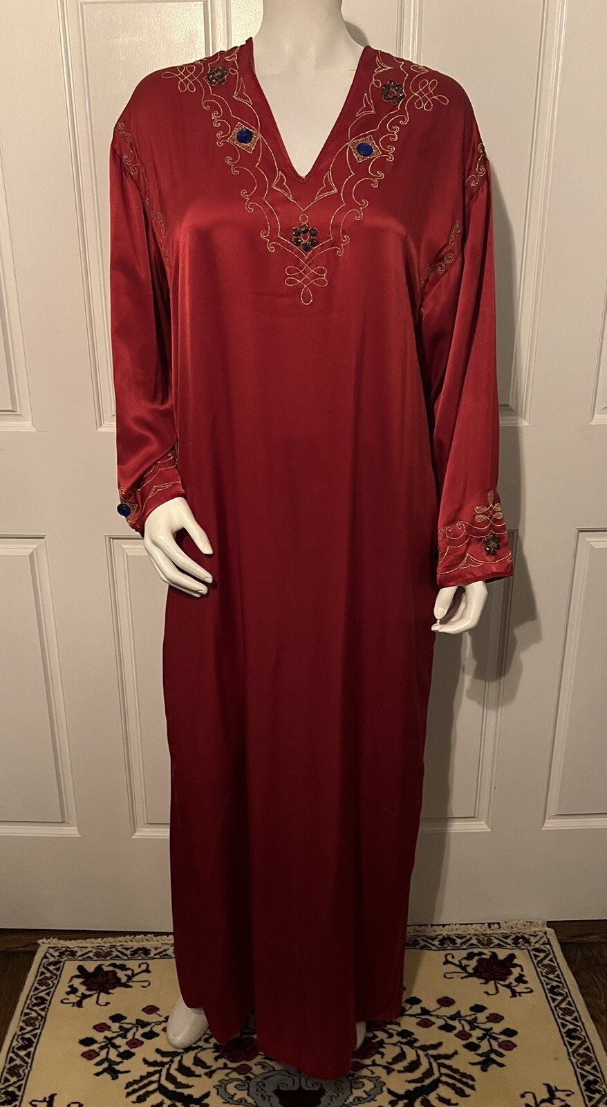 Vintage Oscar de al Renta for Swirl Sample Item Red Silk Tunic Lounge Dress 8