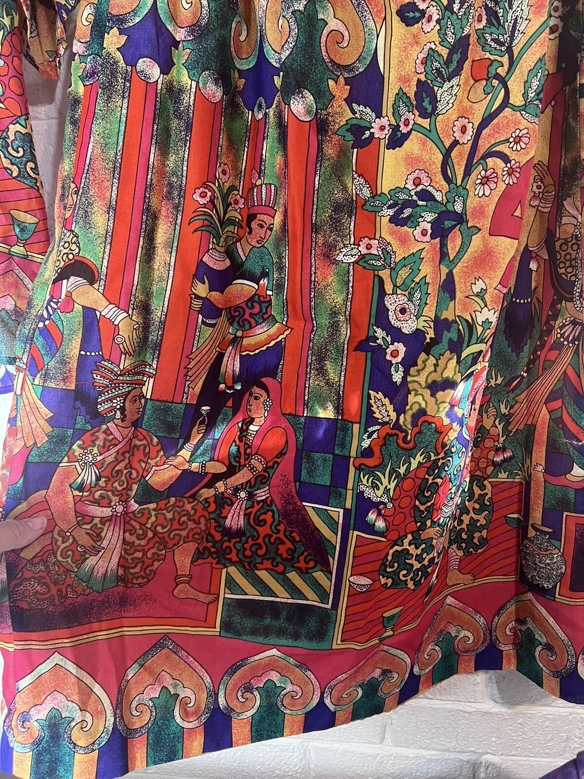 Vintage 80’s Howard Wolf Colorful Ethnic Skirt Matching Blouse Set Women’s 10