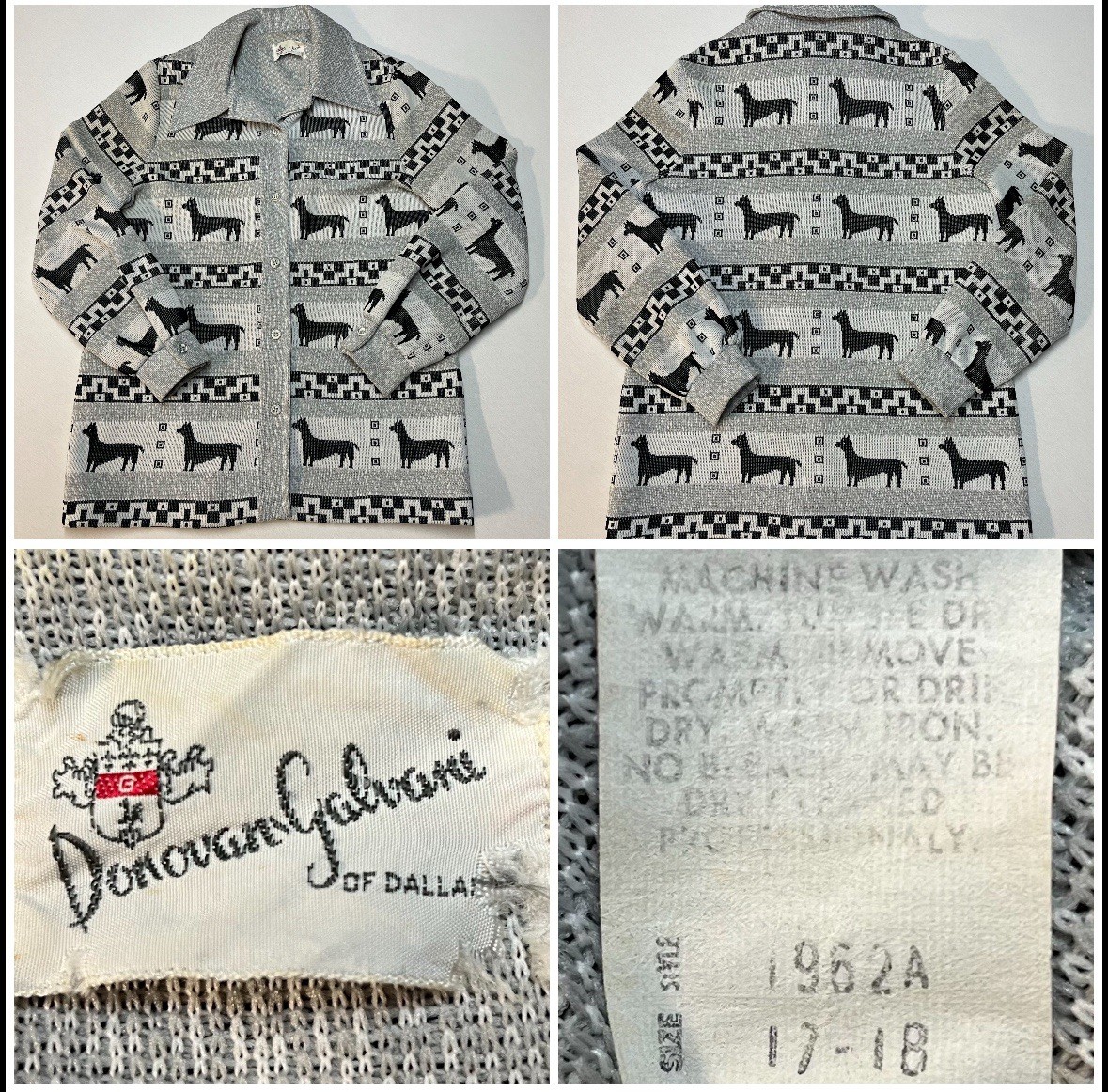 Vintage 60s 70s Donovan Galvani Dallas L/S Shirt Jacket Chest 41” Mod 4+” Collar