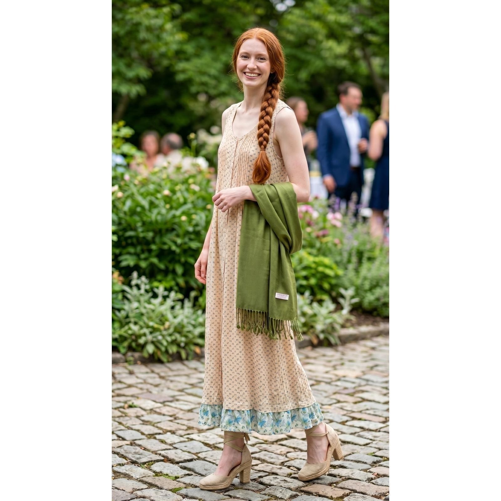 VTG April Cornell Floral Crinkle Rayon Maxi Dress XL Prairie Romantic Lagenlook