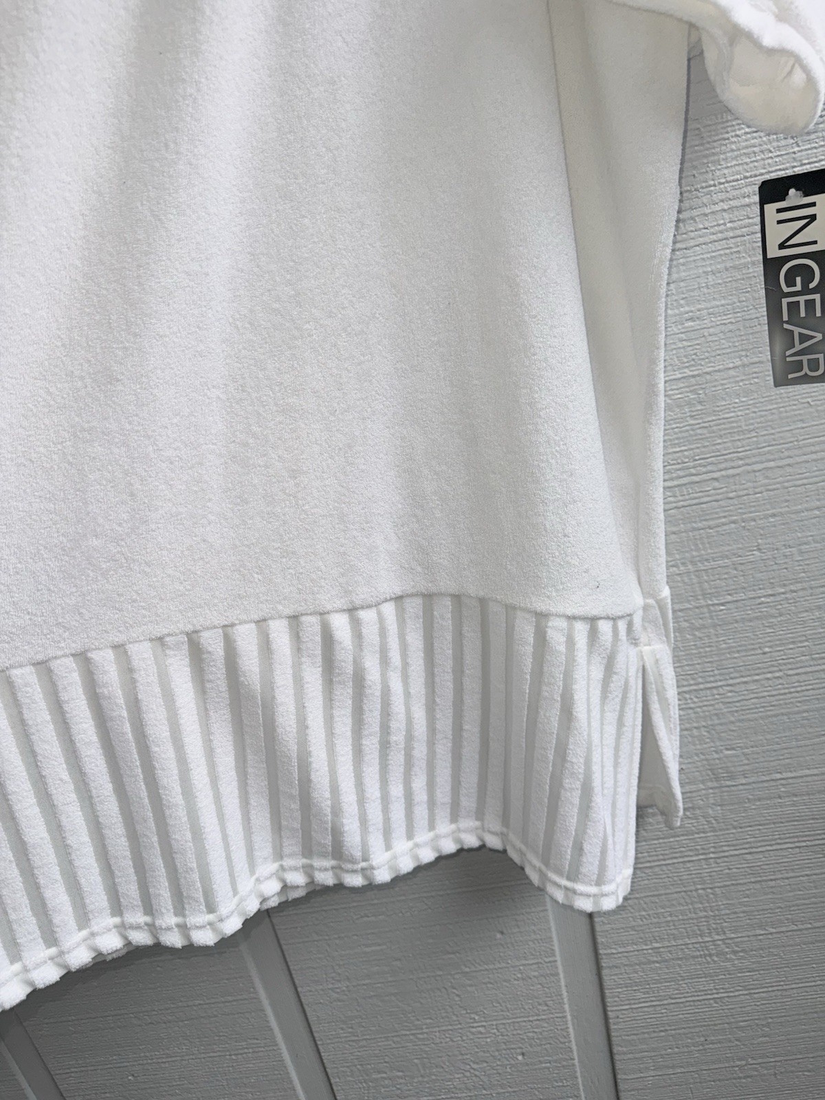 Vintage INGEAR White Terry Cloth Dress Womens OS Sheer Stripe Panel USA Made NWT
