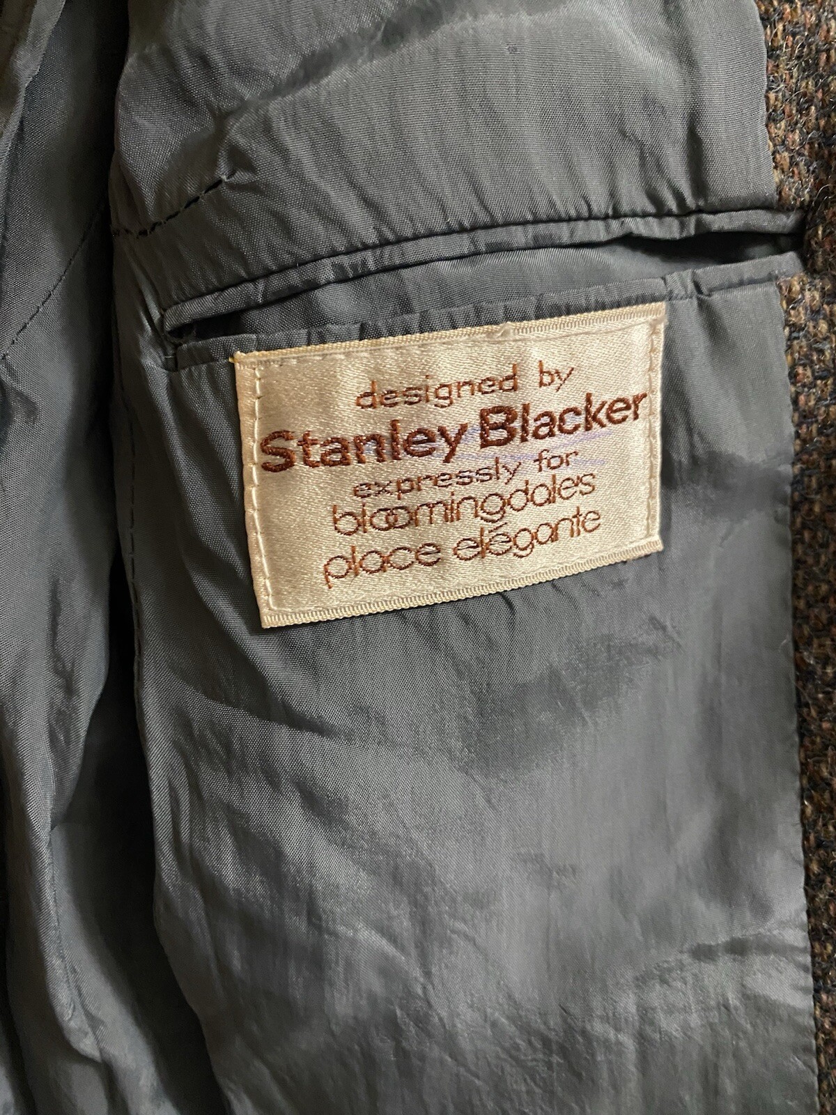 Vintage Stanley Blacker For Bloomingdale’s Women Wool Herringbone Jacket Size 10