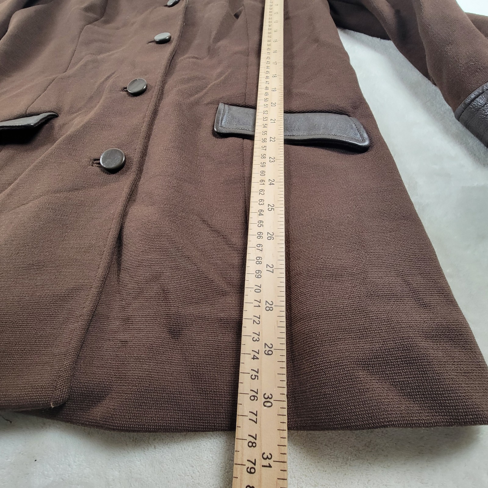 Vintage Butte Knit Sweater Jacket Brown Wool And Leather Measurements In Photos