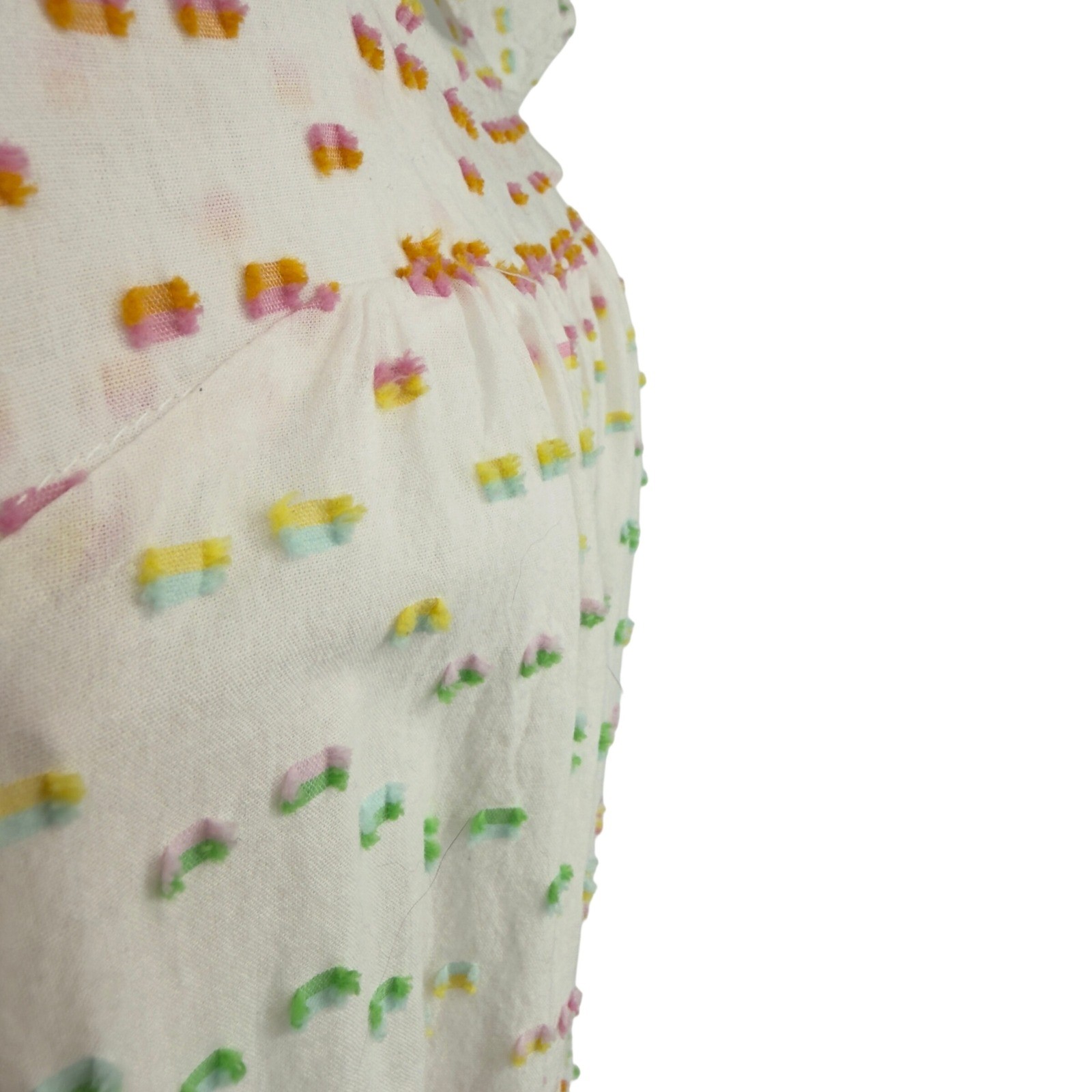 Draper James RSVP White Clip Dot Midi Dress XS Rainbow Tiered Cottagecore